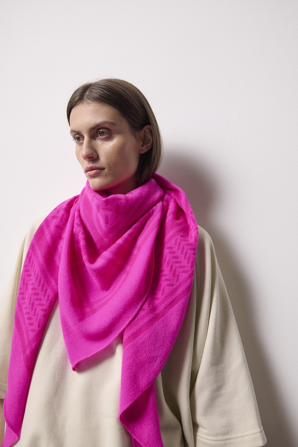 LALA BERLIN Trinity Cashmere Scarf in Pink/Azaela
