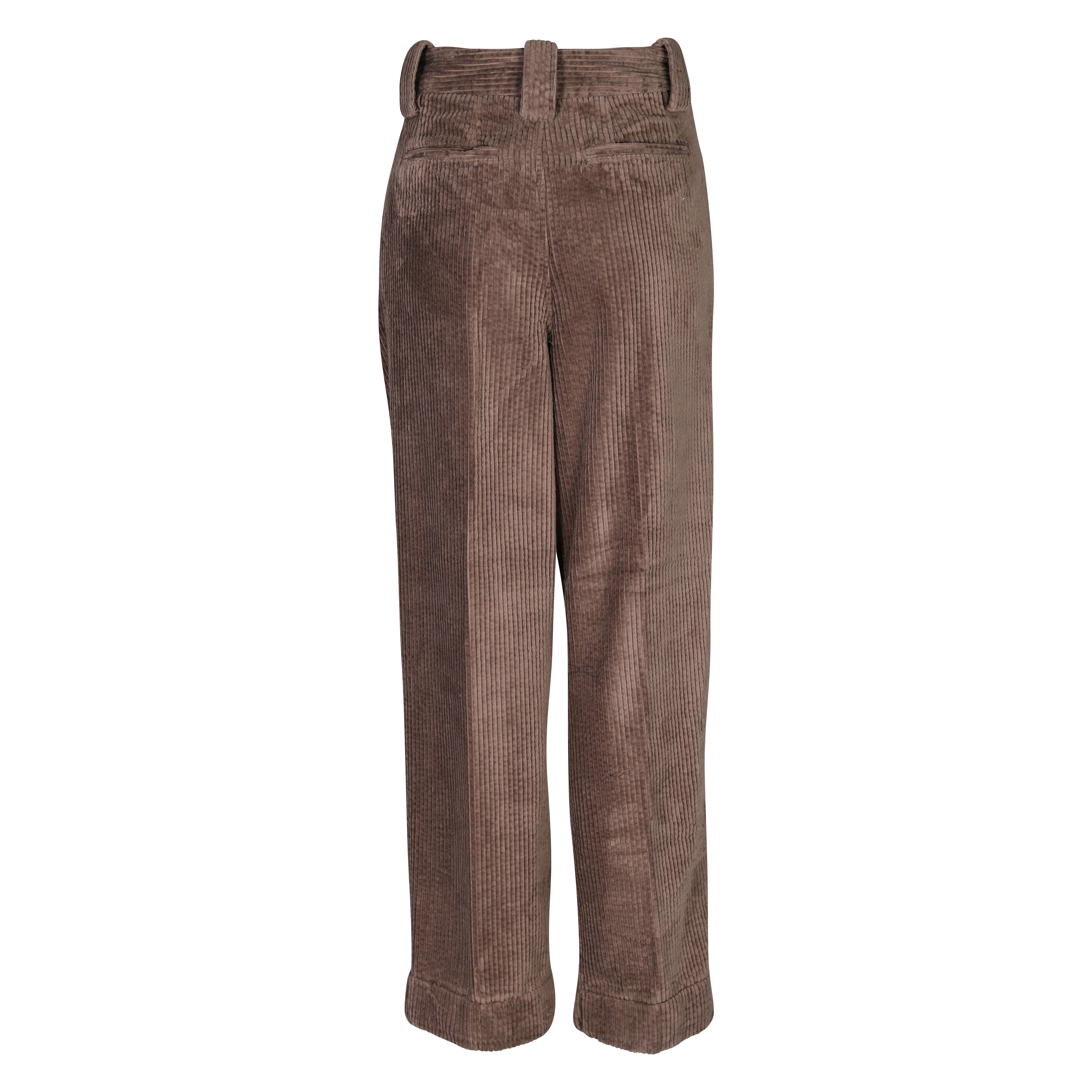 Ganni Loose Fit Mid Waist Pant in Beige Corduroy M