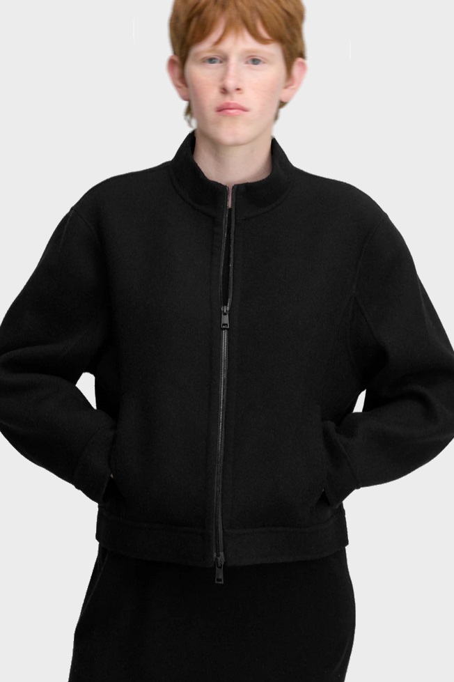 EXTREME CASHMERE N°428 Cropped Wool/Cashmere Jacket in Black