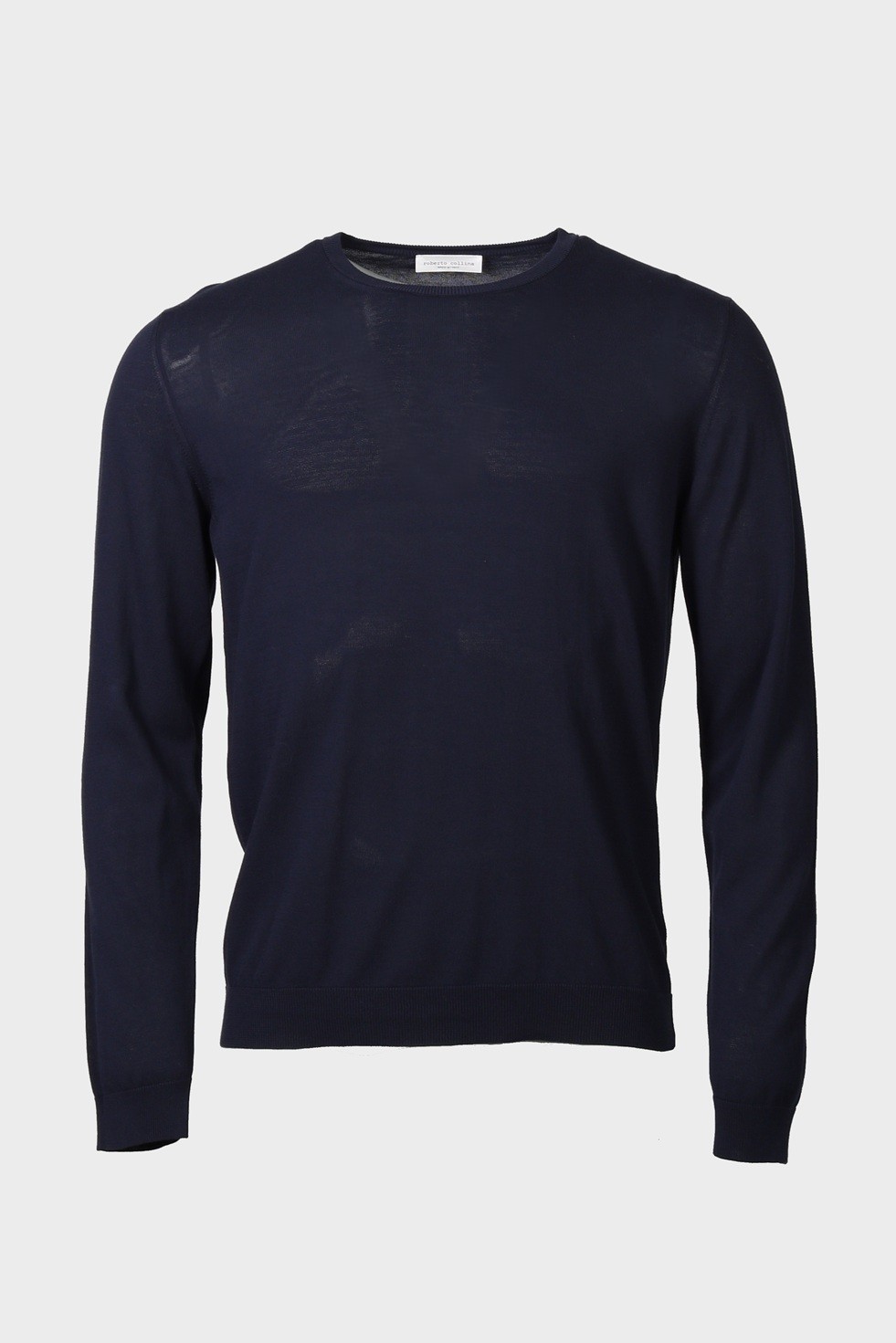 ROBERTO COLLINA Light Cotton Knit Sweater in Navy