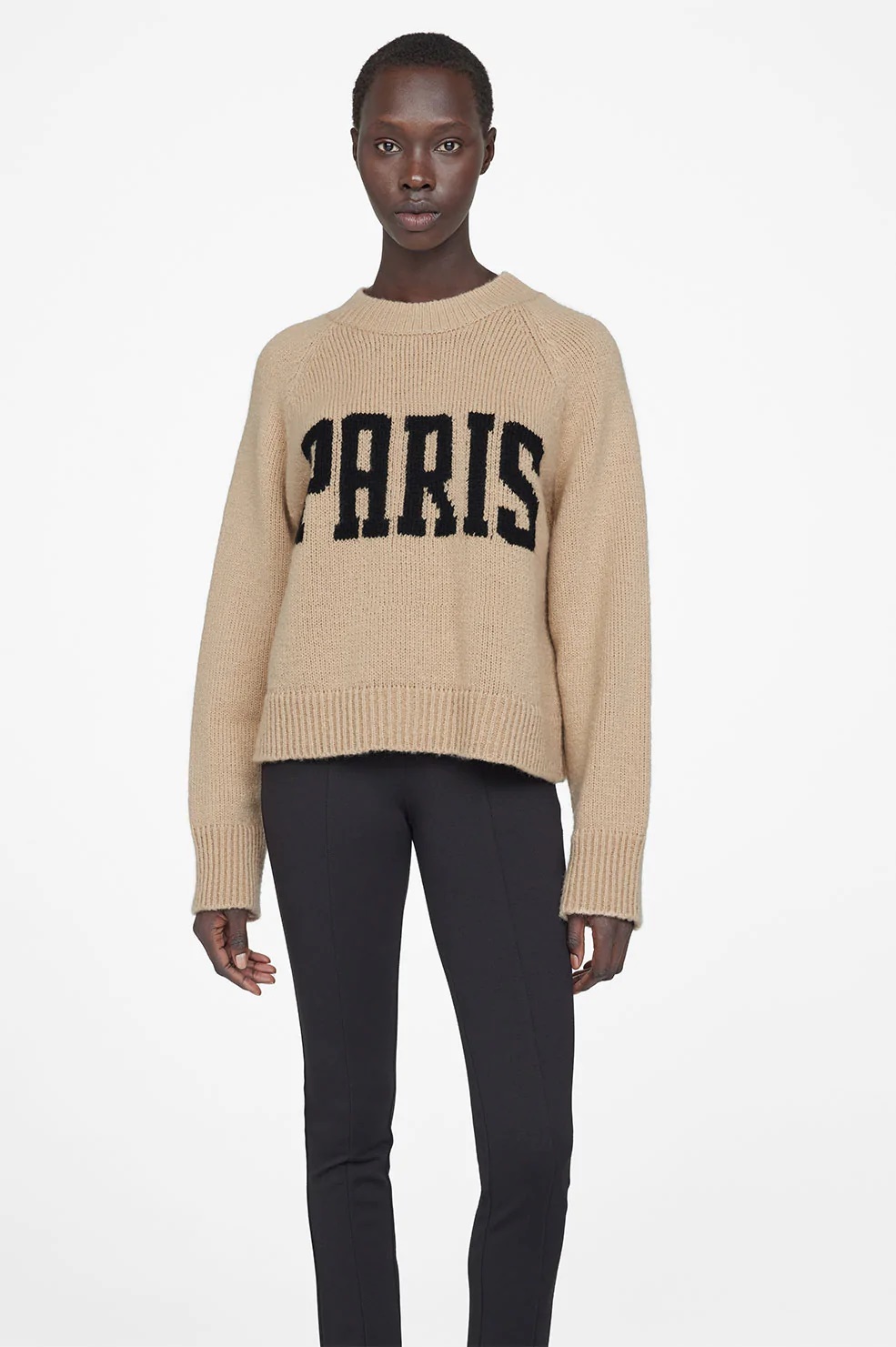 Anine Bing Kendrick Knit Pullover University Paris in Camel S