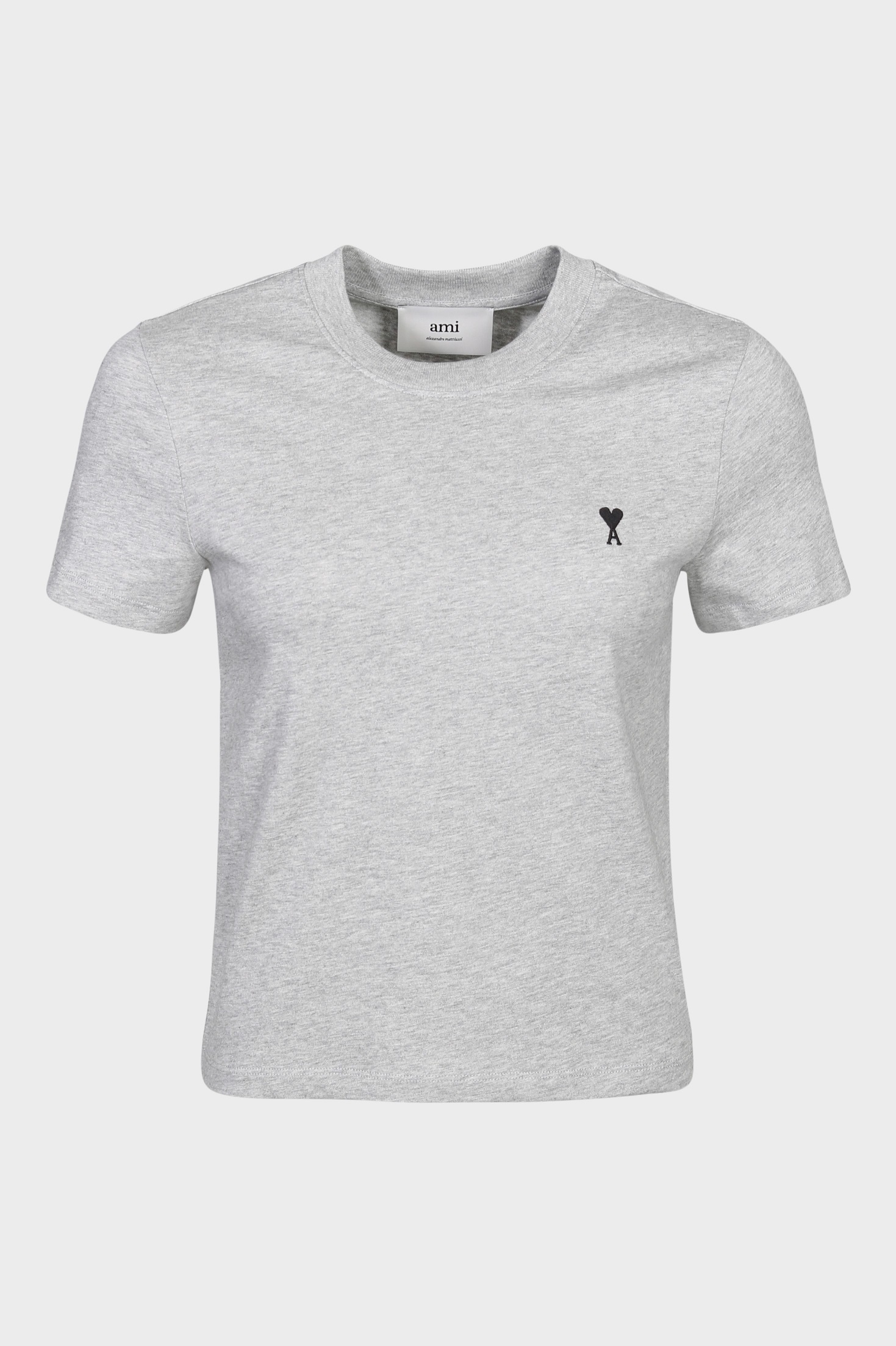 AMI PARIS de Coeur Fitted T-Shirt in Heather Ash Grey/Black
