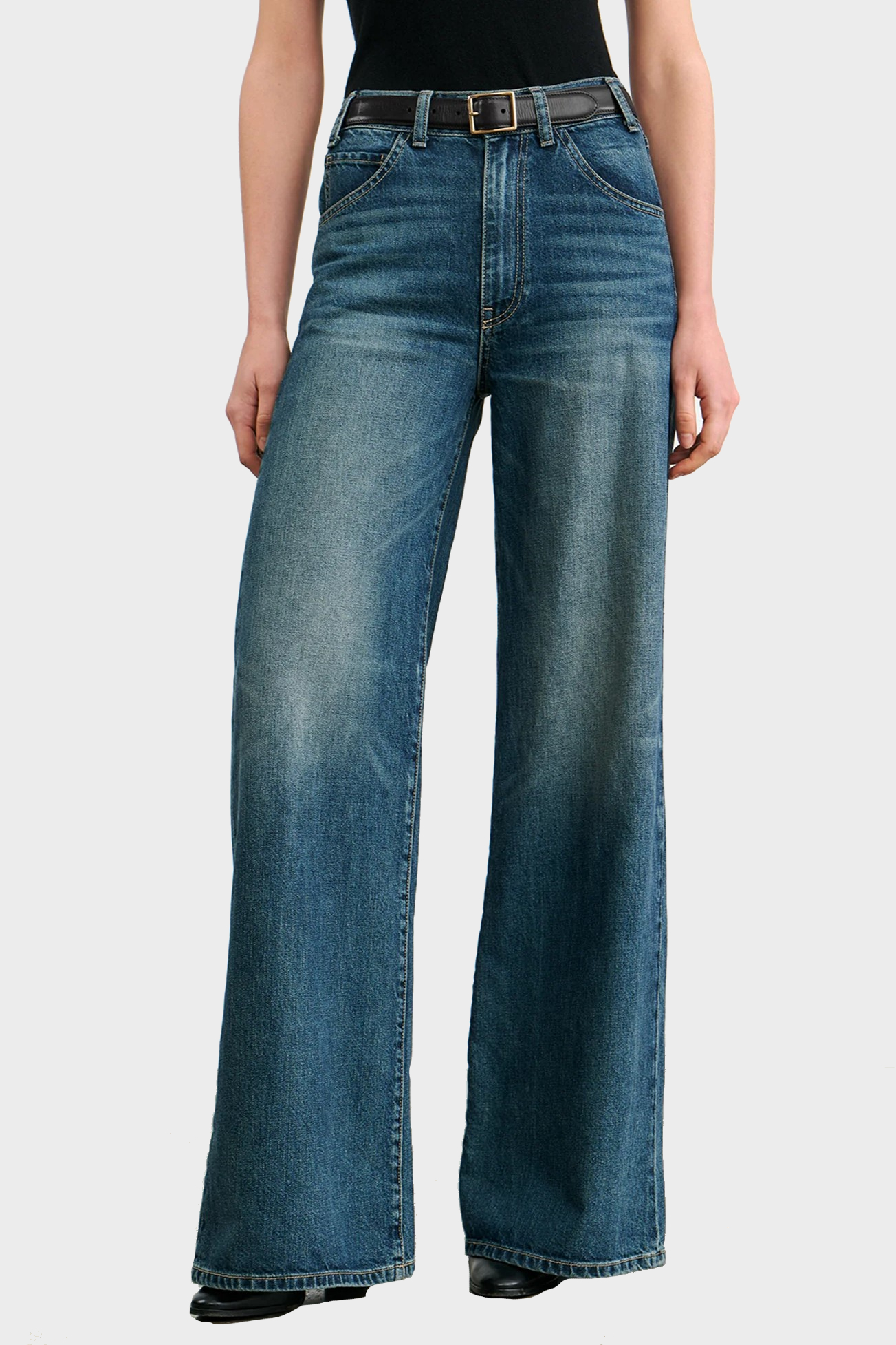 NILI LOTAN Wide Leg Jeans in Blue Wash