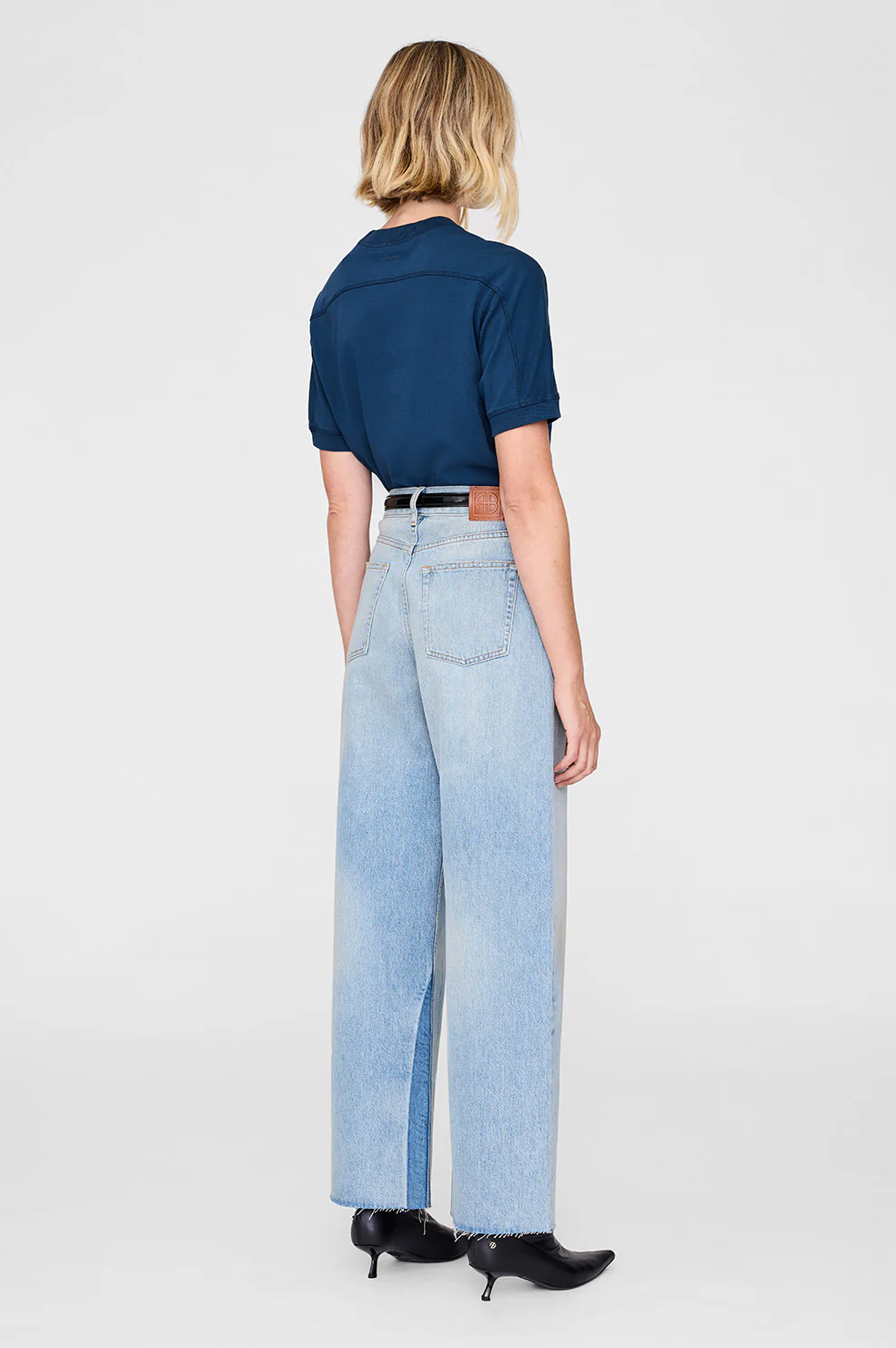 ANINE BING Paris Relaxed Boxy Fit T-Shirt in Washed Navy