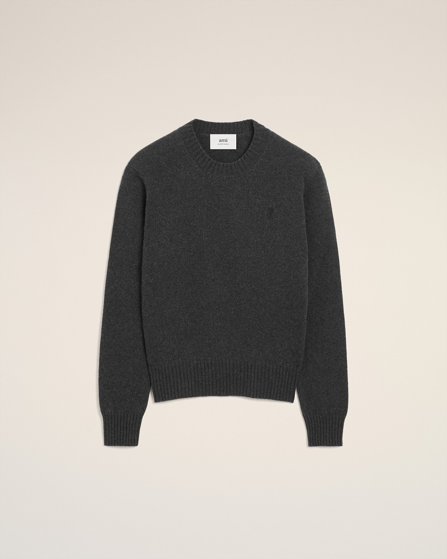 AMI PARIS de Coeur Cashmere Knit Pullover in Anthracite L