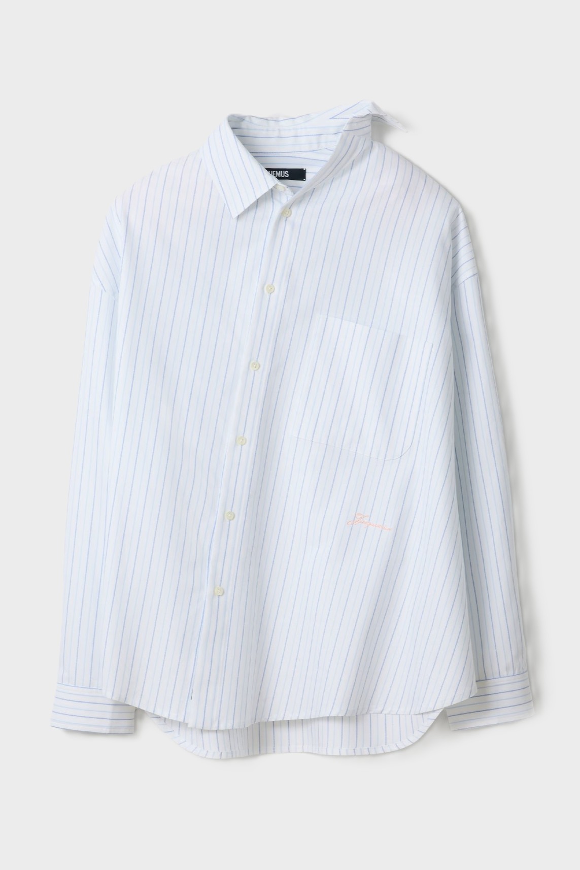 JACQUEMUS Cuadro Stripe Shirt in White/Blue