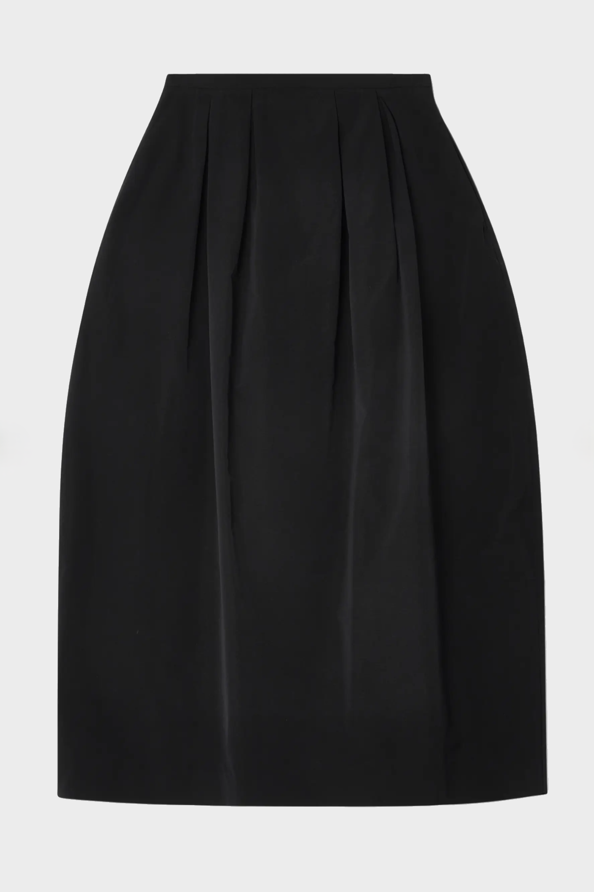 DAGMAR Curved Pleated Skirt in Black