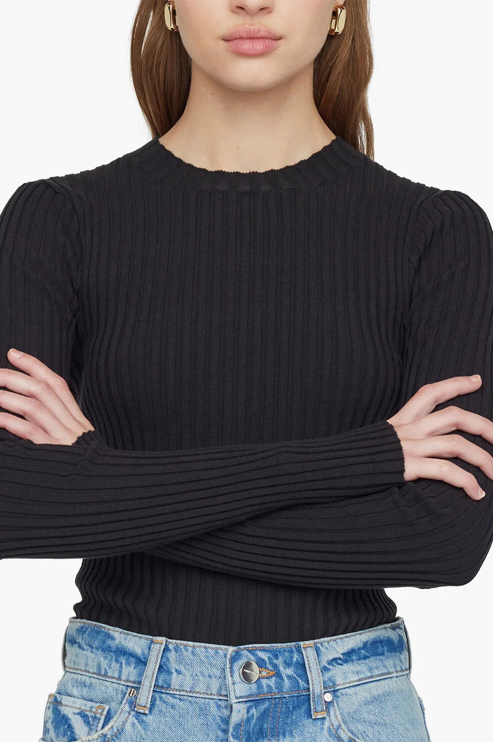 Anine Bing Cecily Longsleeve in Black XS