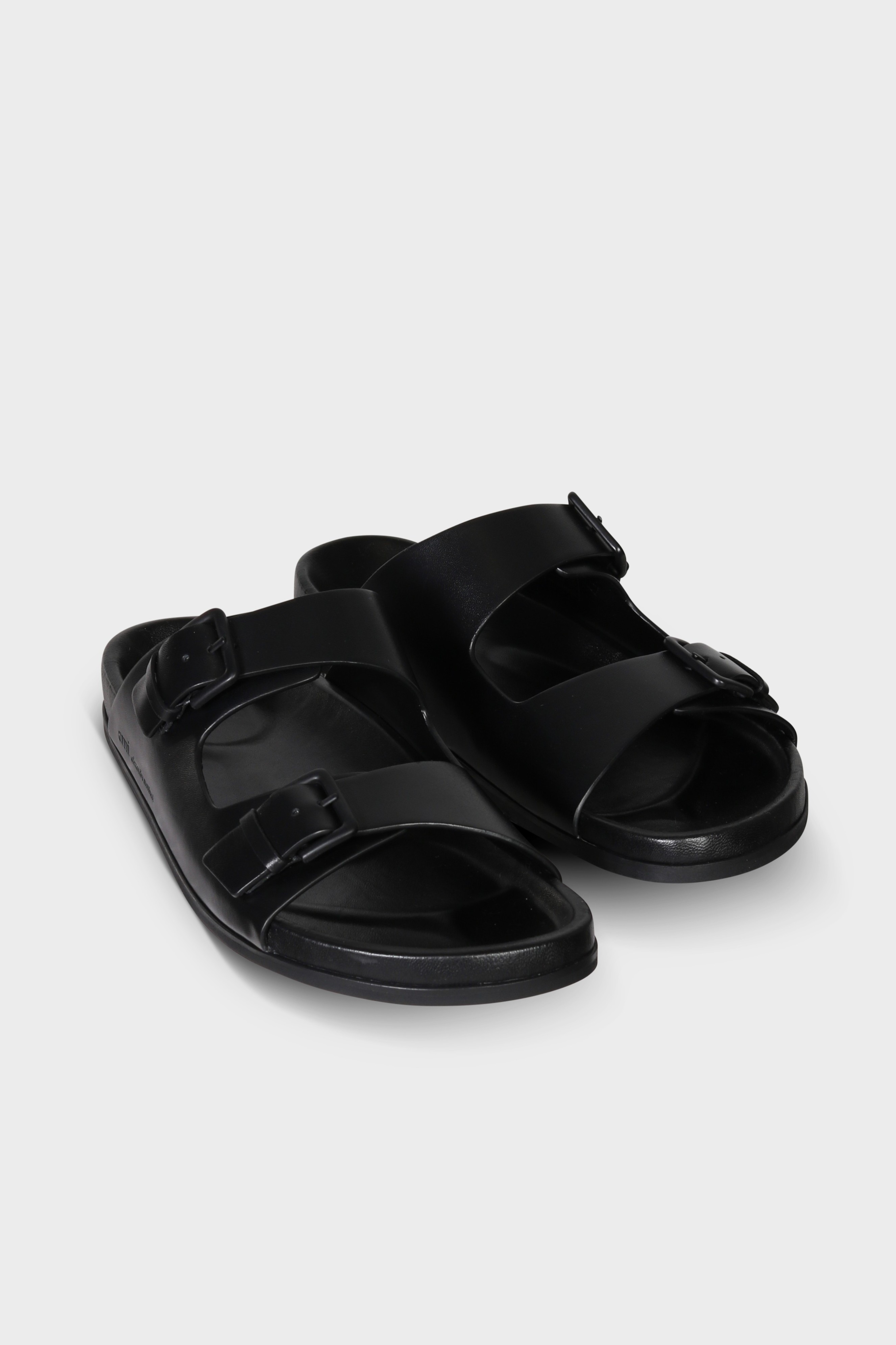 AMI PARIS Leather Sandals in Black
