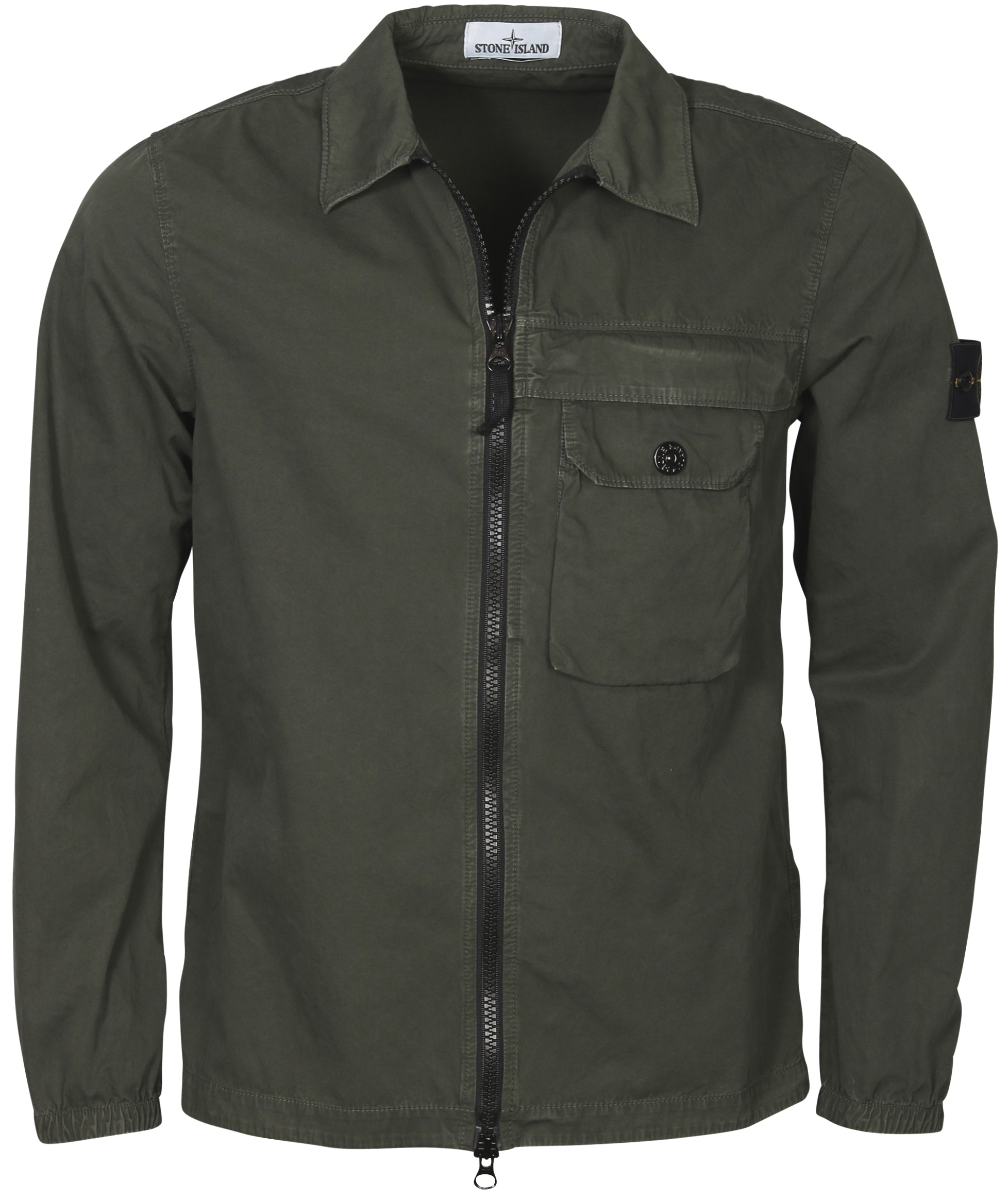 Stone Island Washed Cotton Overshirt Olive