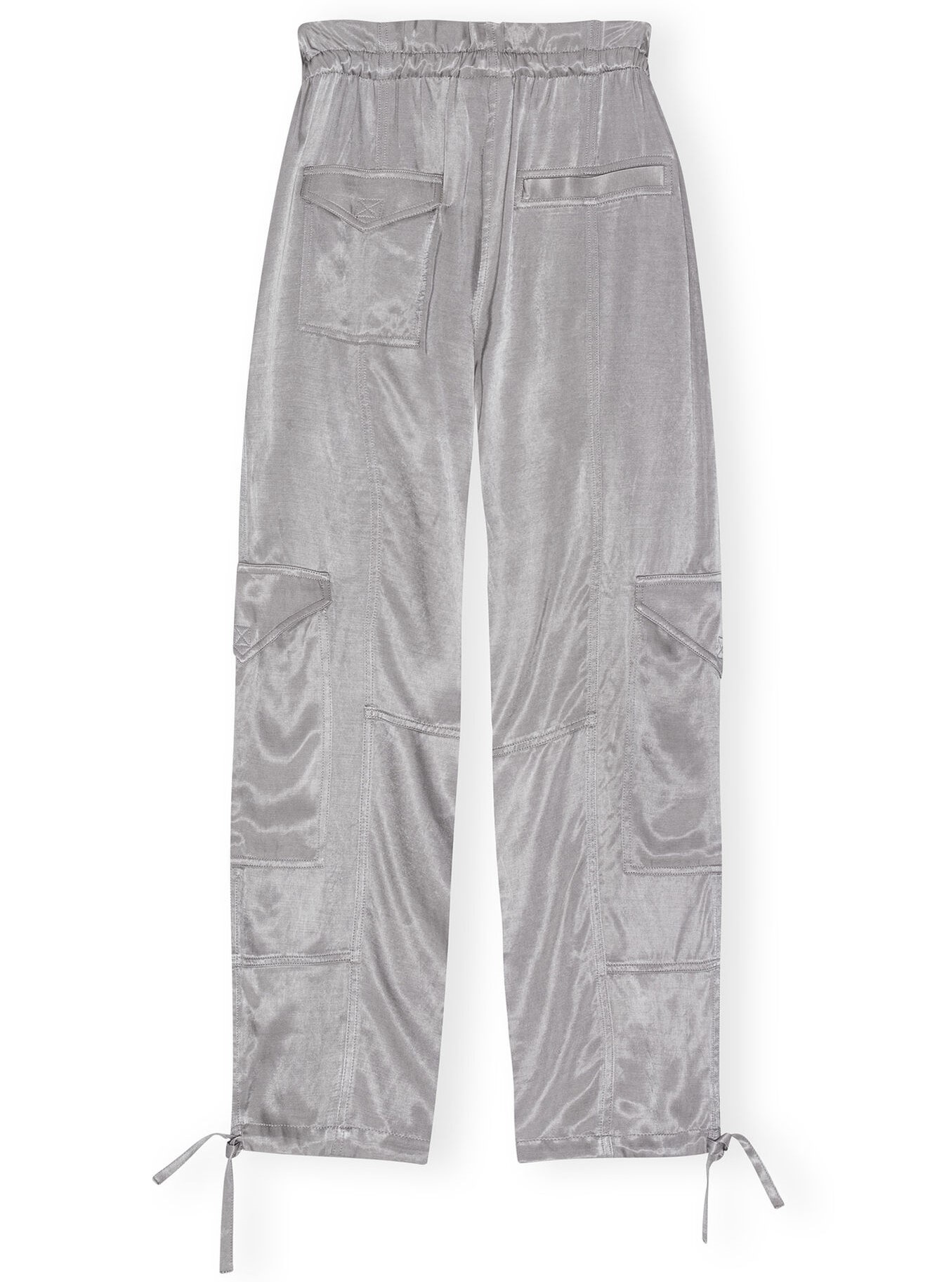 GANNI Washed Satin Pant in Frost Gray 40