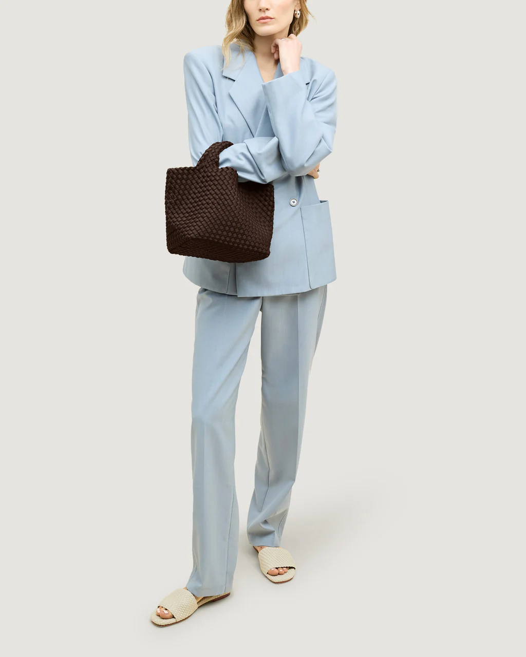 NAGHEDI Handwoven Small Tote St. Barth in Chocolate
