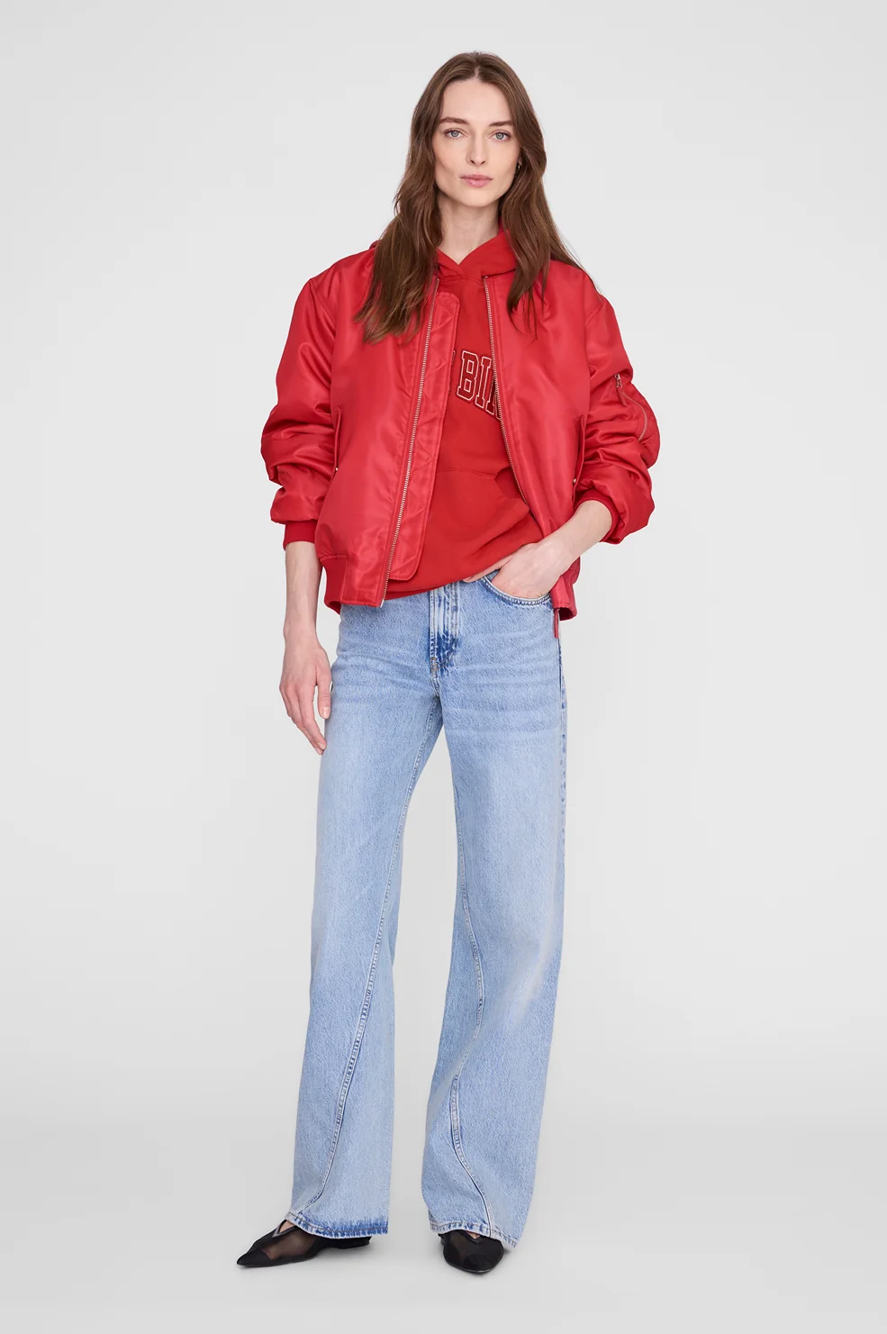 ANINE BING Harvey Sweatshirt in Tango Red