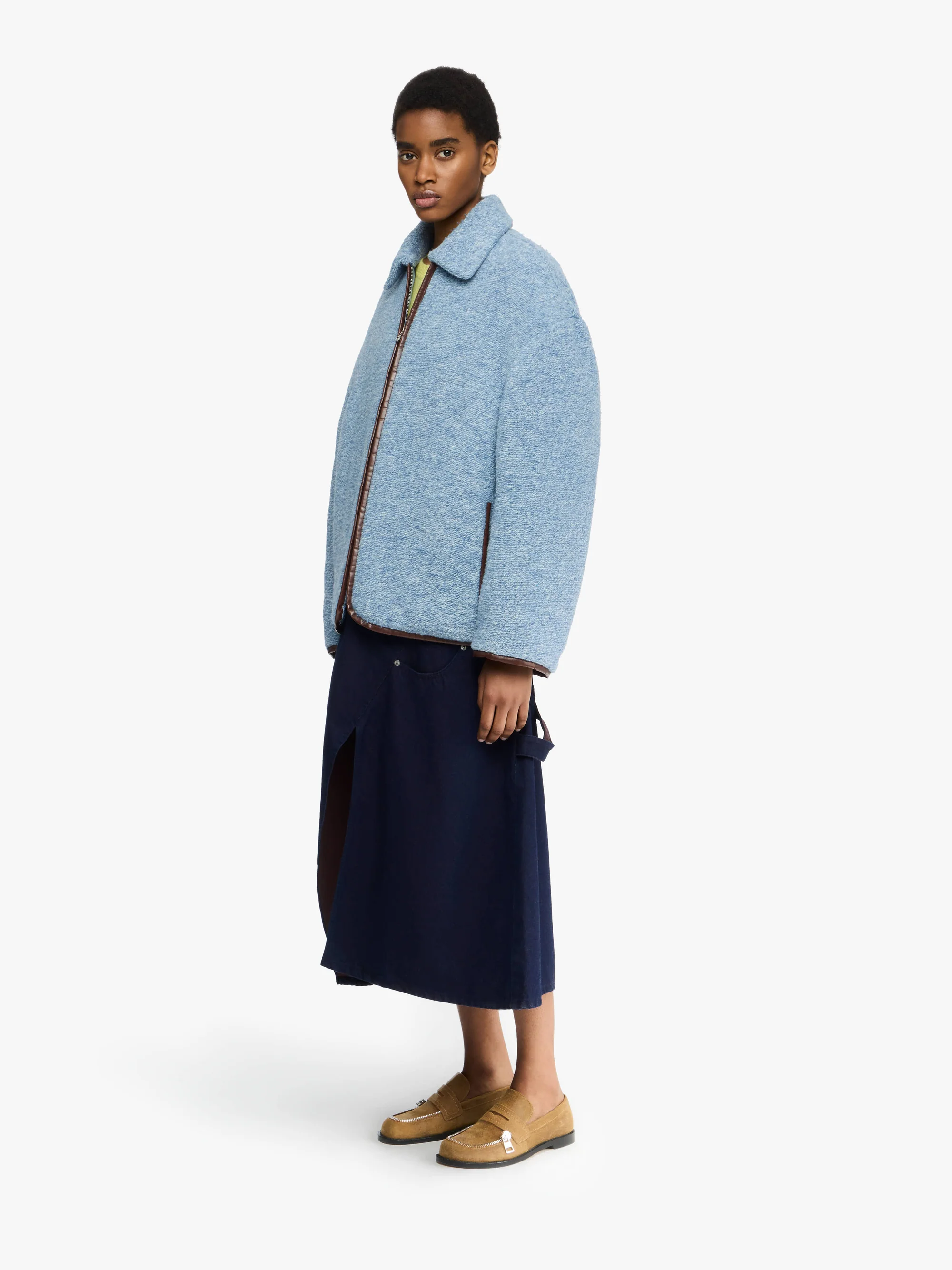 JW ANDERSON Contrast Trim Casual Jacket in Blue Melange