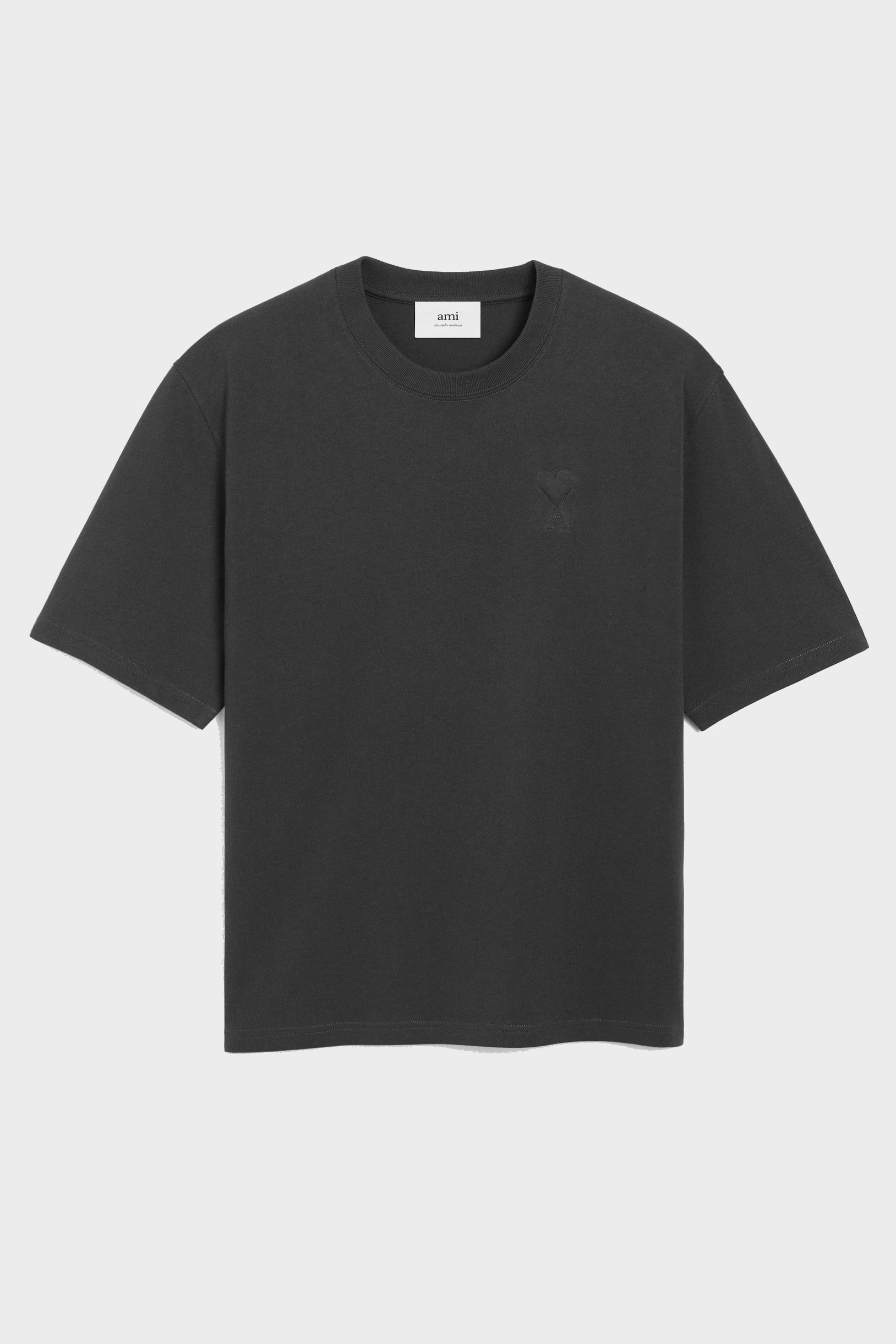 AMI PARIS de Coeur Embossed T-Shirt in Anthracite