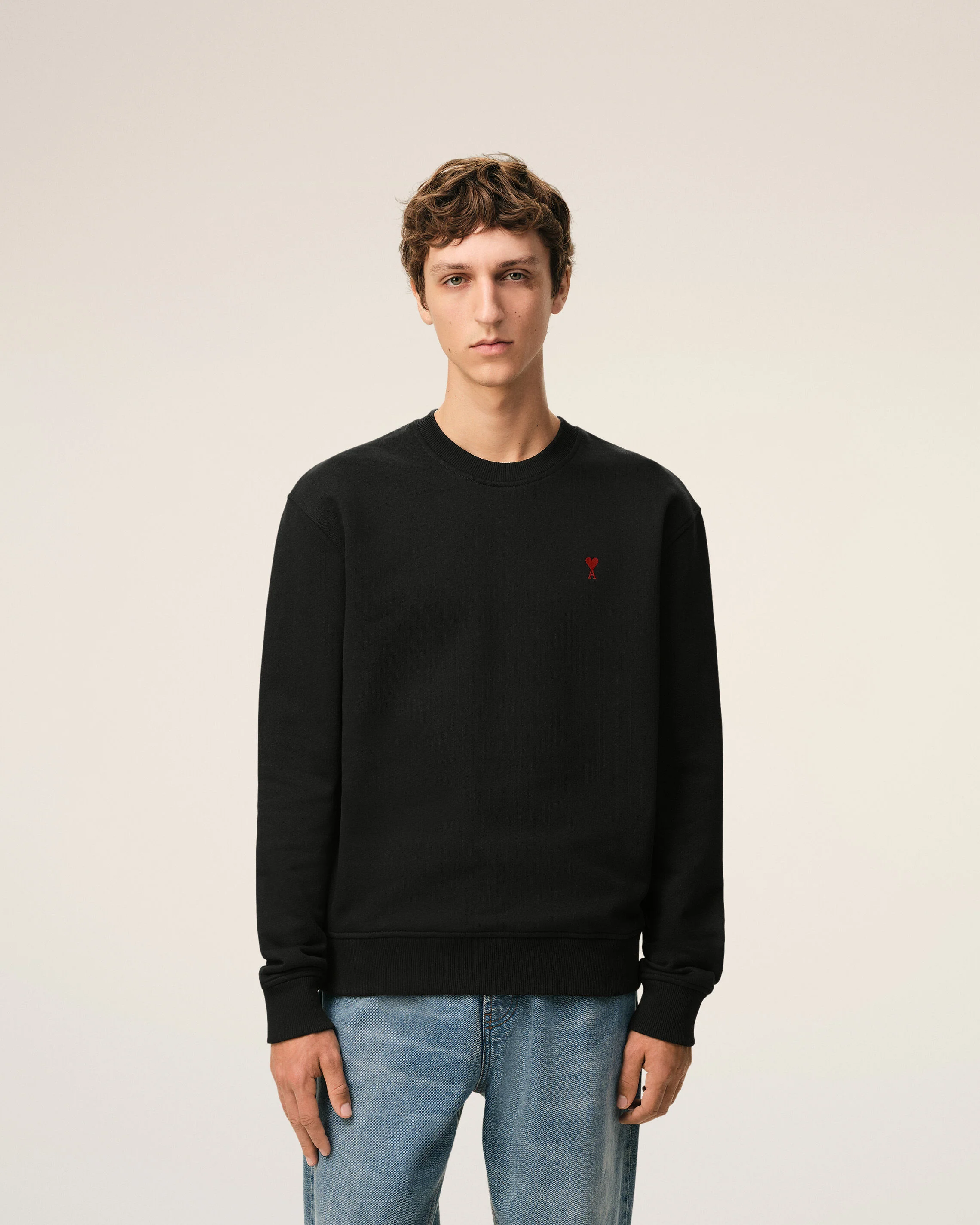 AMI PARIS de Coeur Sweatshirt in Black/Red