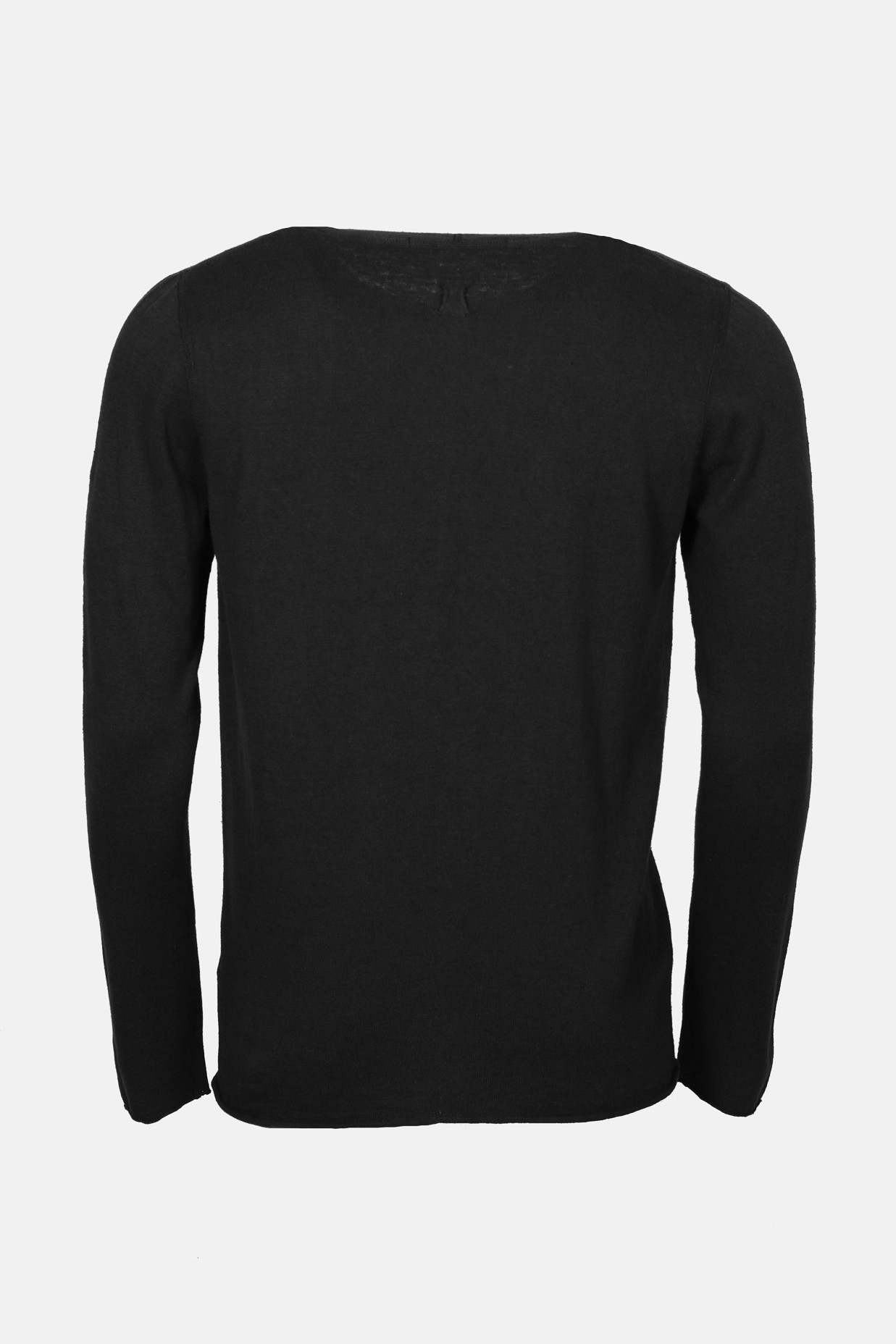 HANNES ROETHER Cotton/Linen Knit Pullover in Black