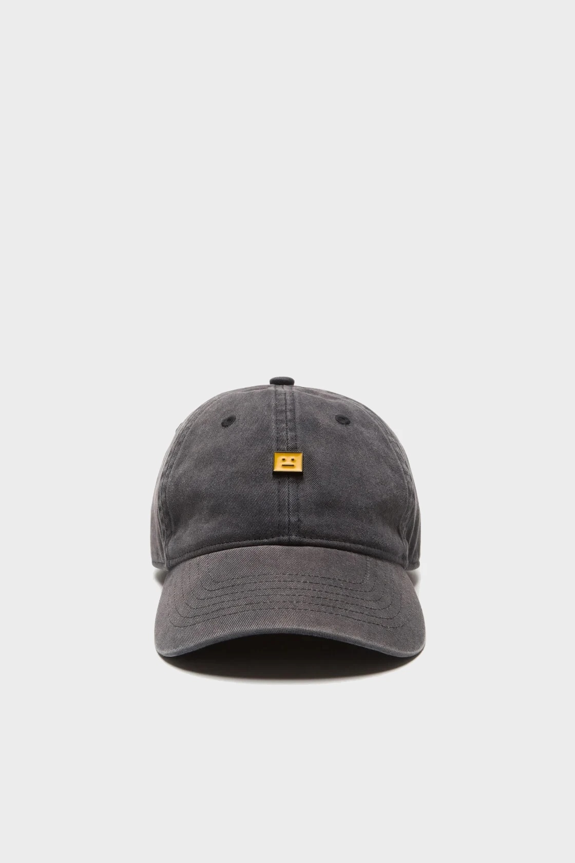 ACNE STUDIOS Face Cap in Washed Black/Yellow