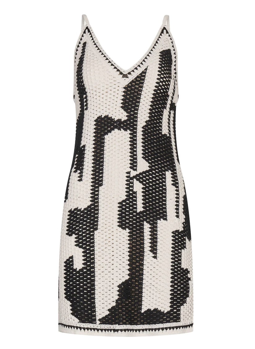 LALA BERLIN Dress Kaleen in Black/White Crochet L
