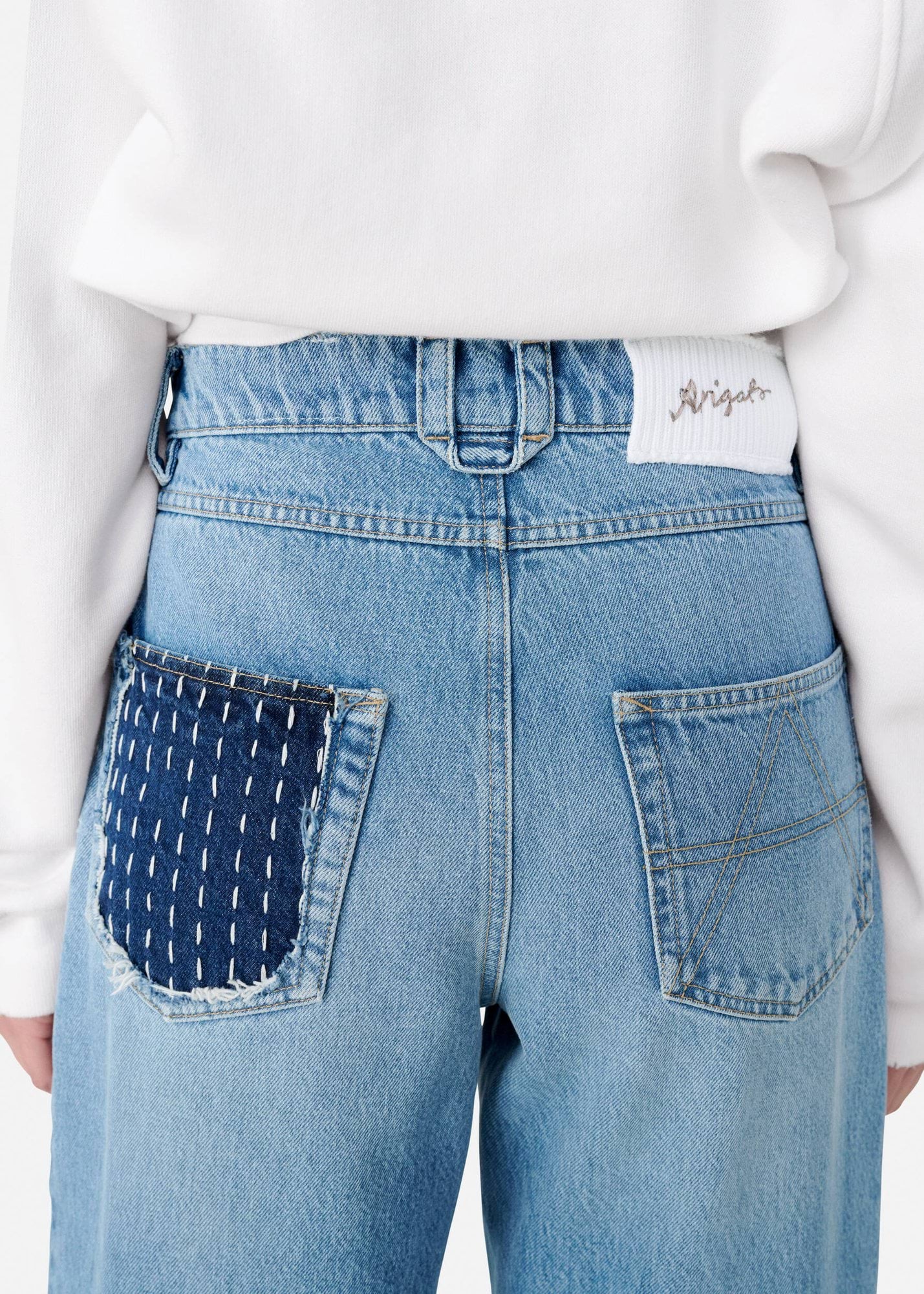 AXEL ARIGATO Patchwork Relaxed Jeans in Light Blue 29