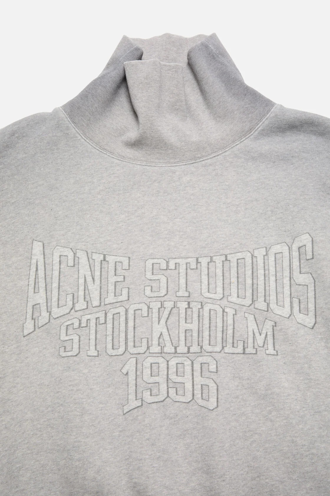 ACNE STUDIOS Logo Boxy Turtleneck Sweatshirt in Grey Melange