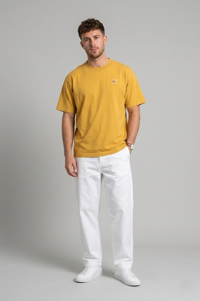 STONE ISLAND Loose Fit Logo T-Shirt in Curry