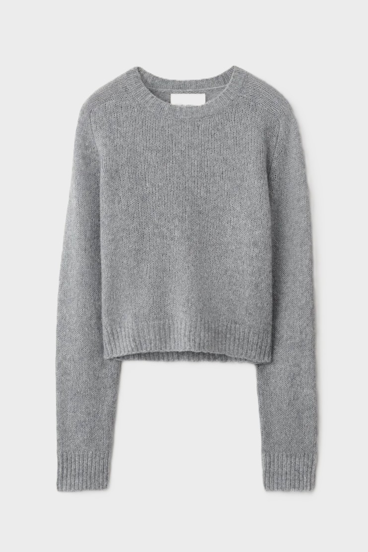 LISA YANG Solene Cotton/Silk Sweater in Light Grey