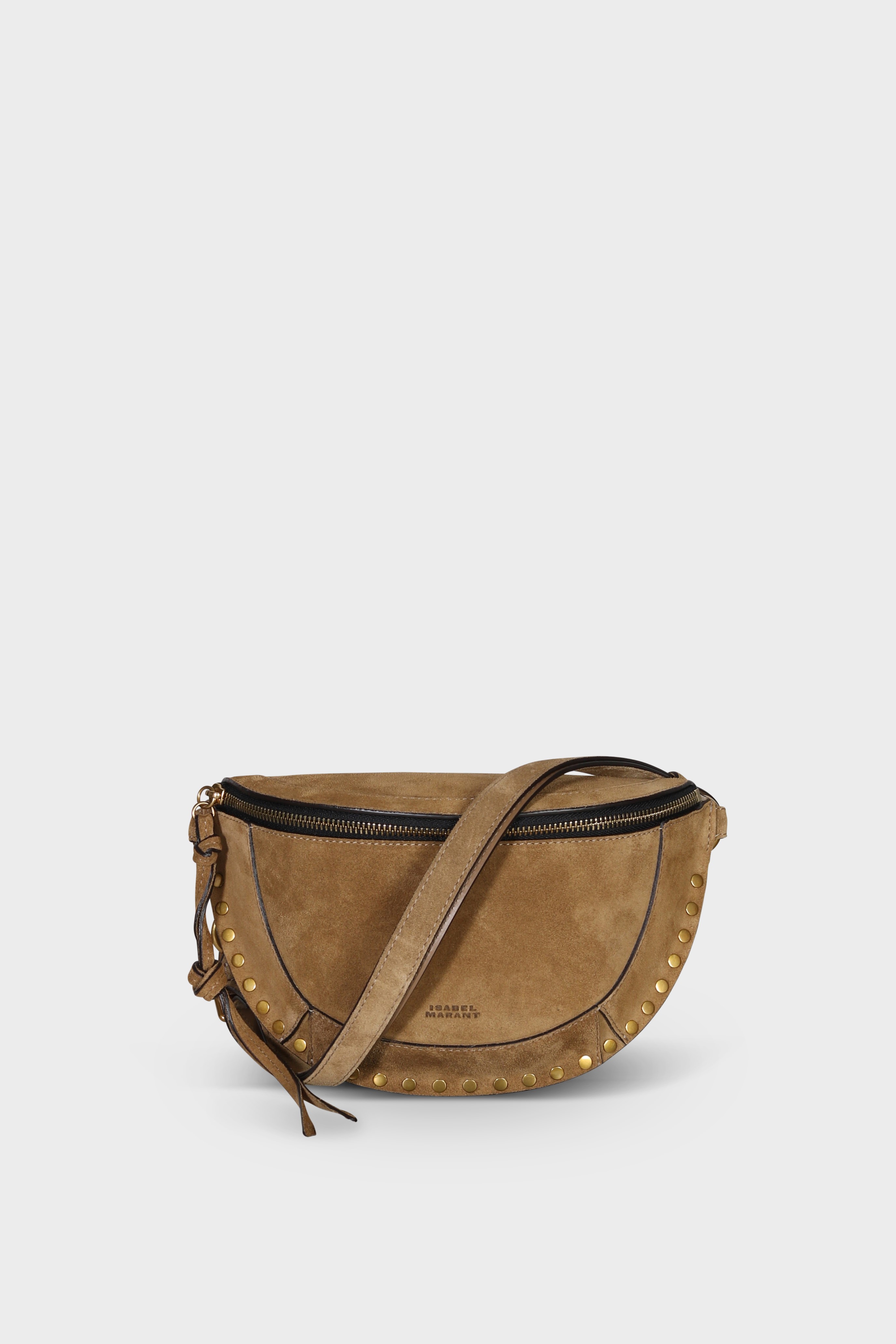 ISABEL MARANT Skano Fannypack in Taupe Velvet with Studs
