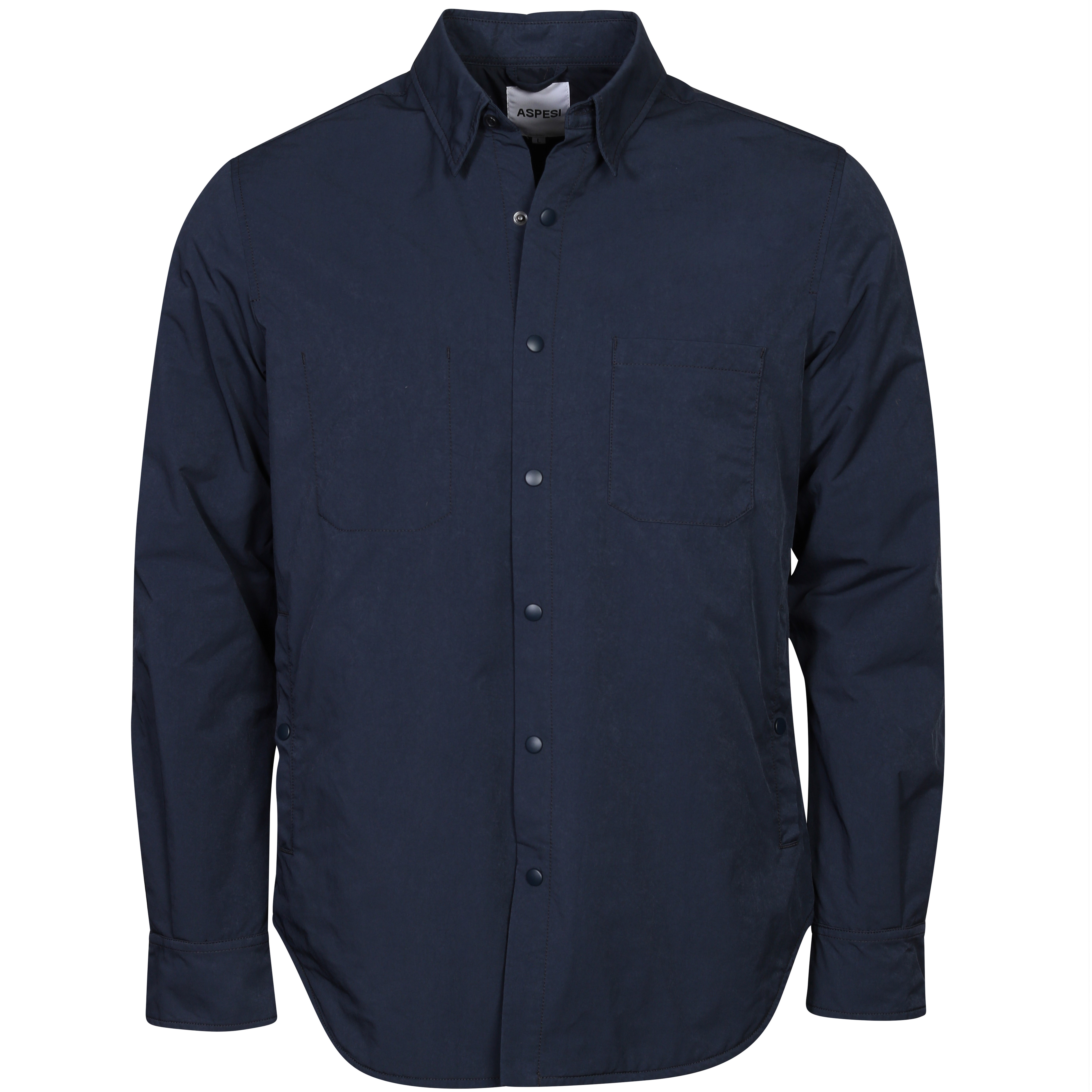 Aspesi Nylon Overshirt Wool Padded Inside in Navy