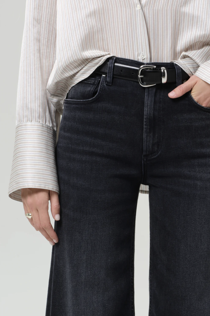 CITIZENS OF HUMANITY Lyra Wide Leg Crop Jeans in Washed Black