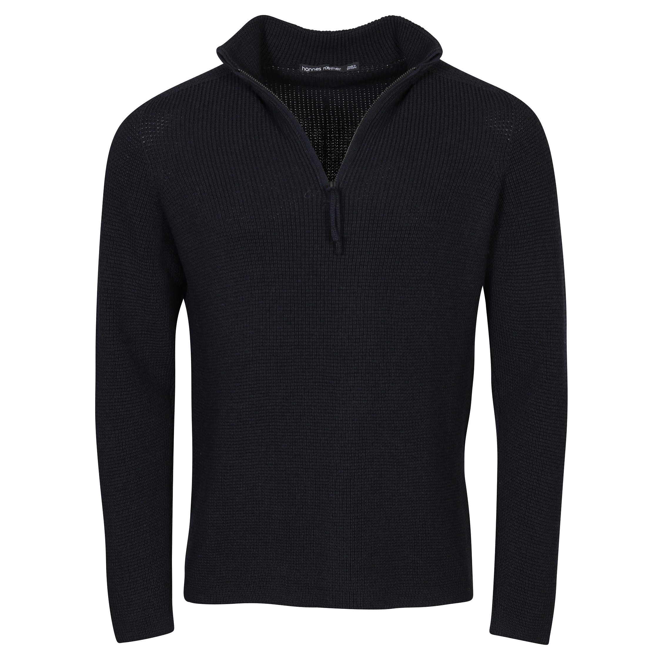 Hannes Roether Half Zip Knit Pullover in Navy/Black
