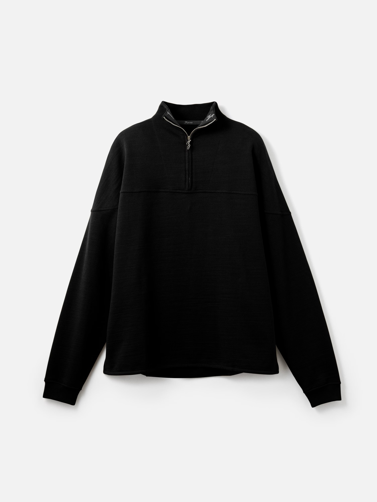 JACQUEMUS Rond Carré Half Zip Sweatshirt in Black