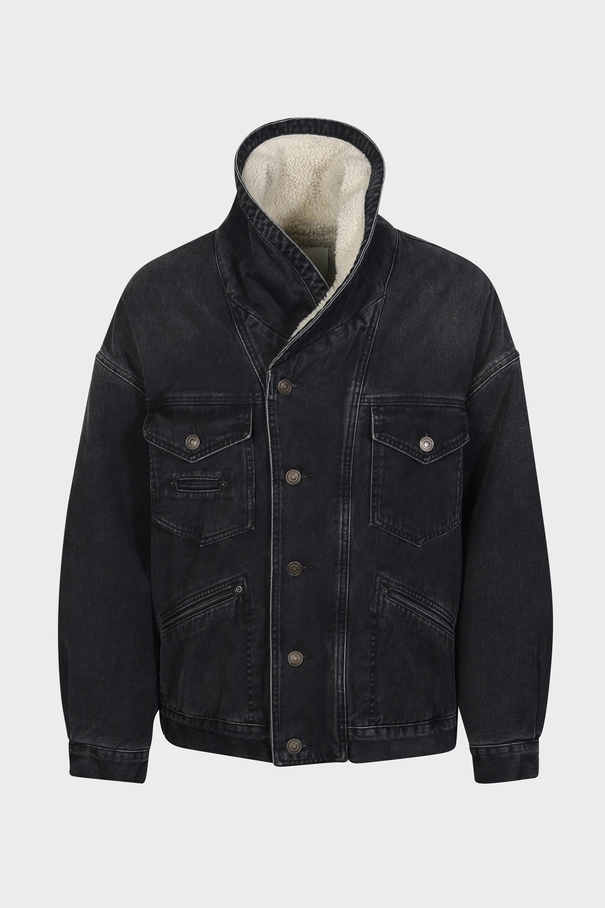 ISABEL MARANT ÉTOILE Padded Denim Jacket in Faded Black