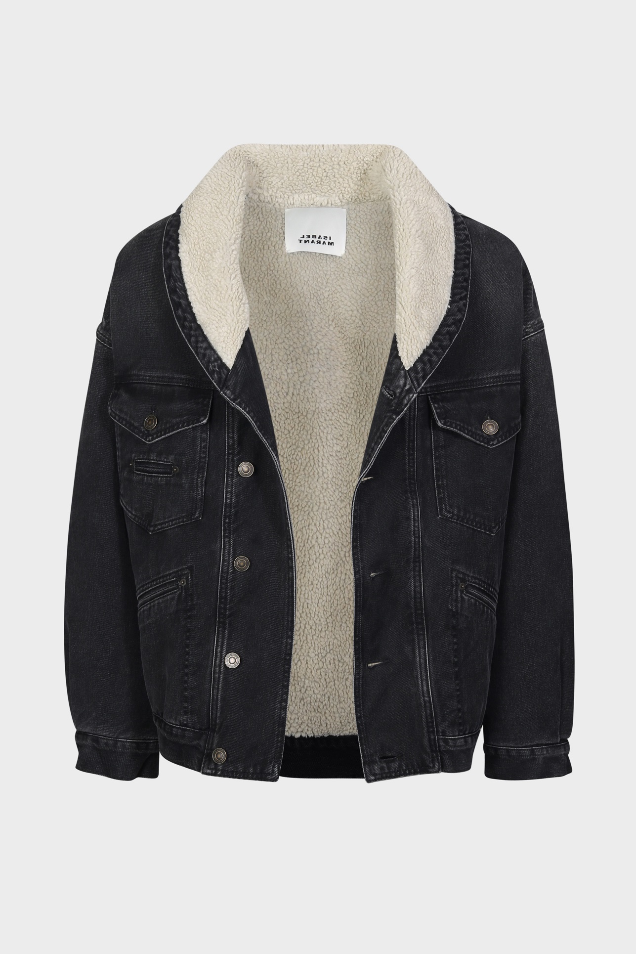 ISABEL MARANT ÉTOILE Padded Denim Jacket in Faded Black