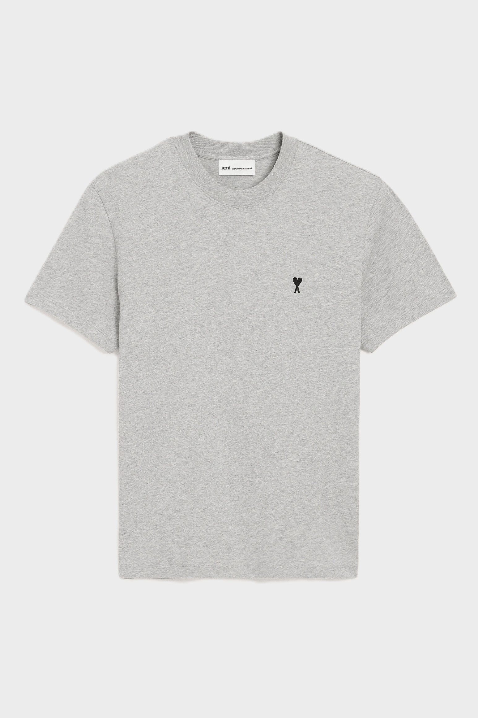 AMI PARIS de Coeur Logo T-Shirt in Heather Ash Grey/Black