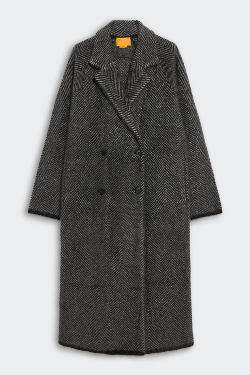 GUEST IN RESIDENCE Grizzly Cashmere Coat in Black/Heather Grey