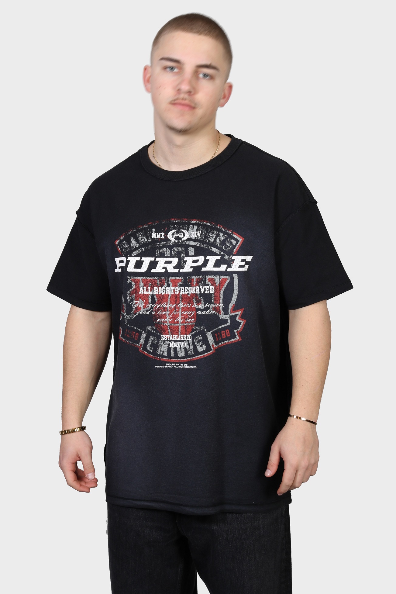 PURPLE-BRAND Textured Inside Out in Washed Black PURPLE-BRAND Textured Inside Out in Washed Black