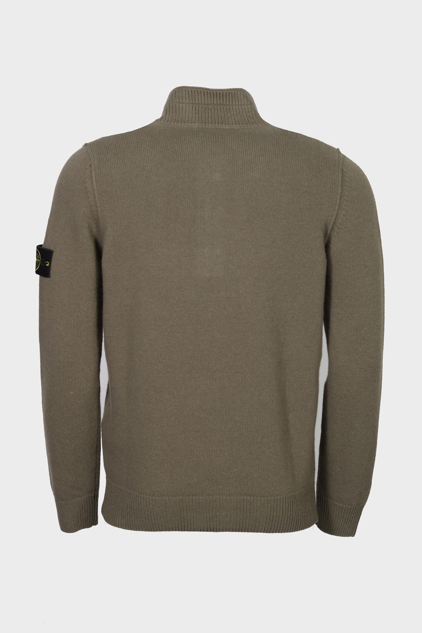 STONE ISLAND Heavy Knit Half Zip Pullover in Light Olive XXL