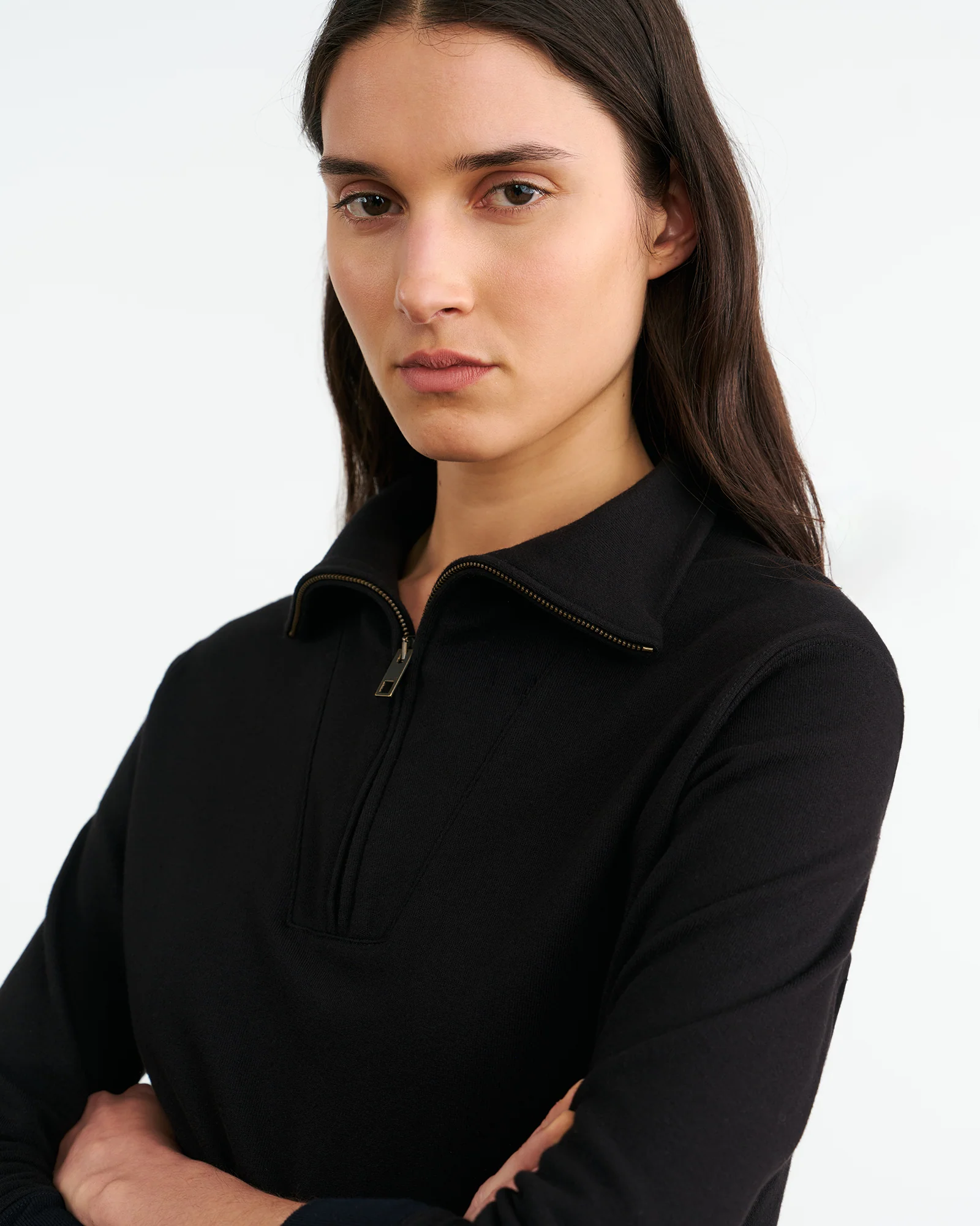NILI LOTAN Quarter Zip Sweatshirt in Black