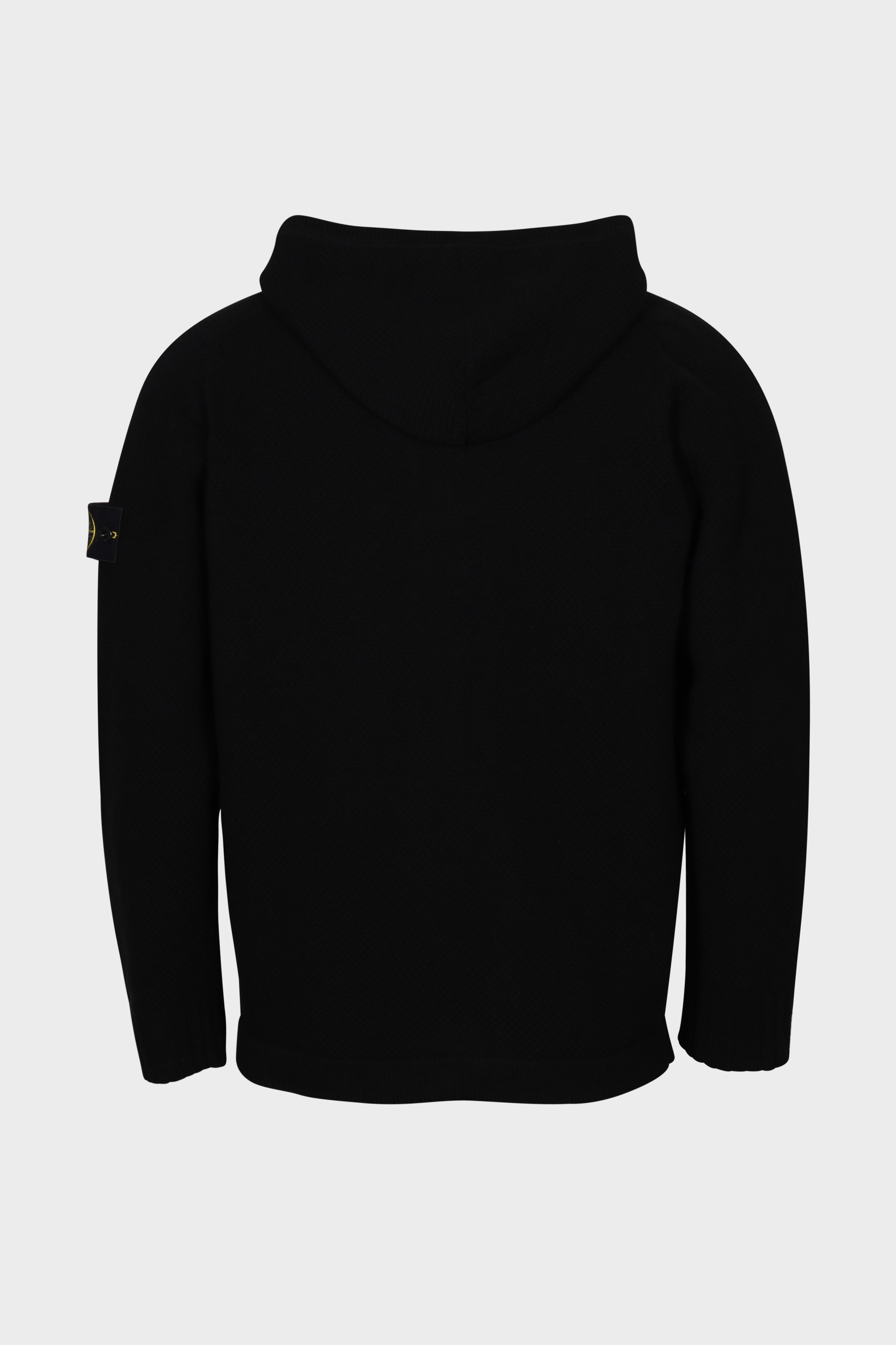 STONE ISLAND Hodded Knit Jacket in Black 3XL