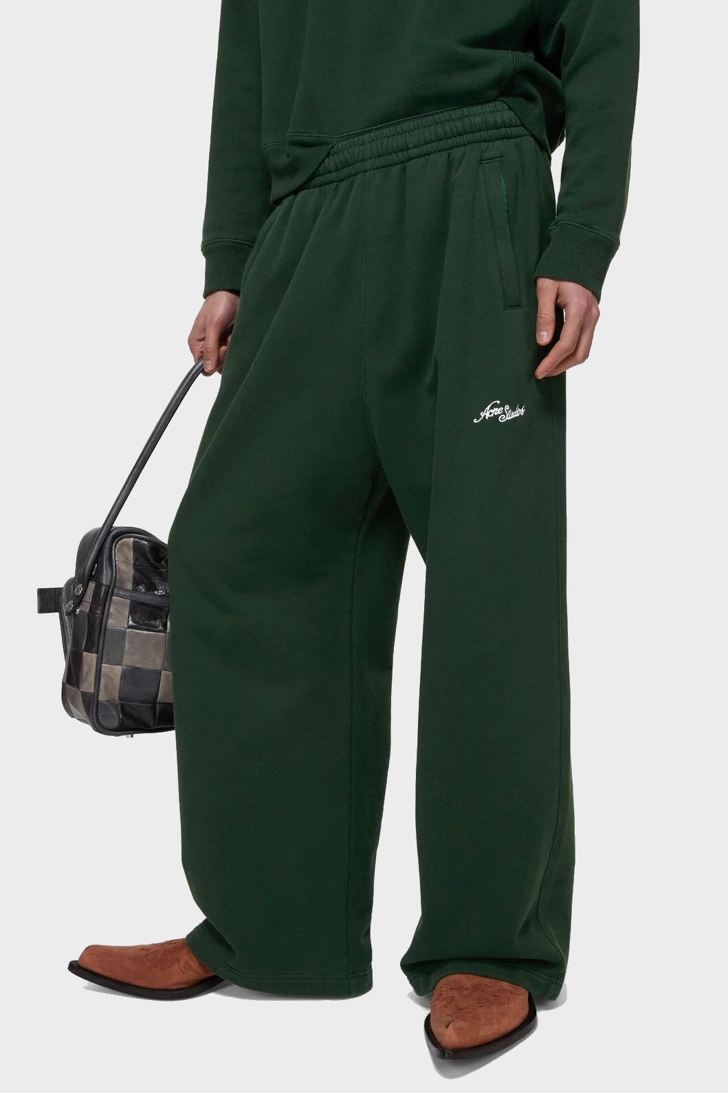 ACNE STUDIOS Logo Sweatpant in Dark Green