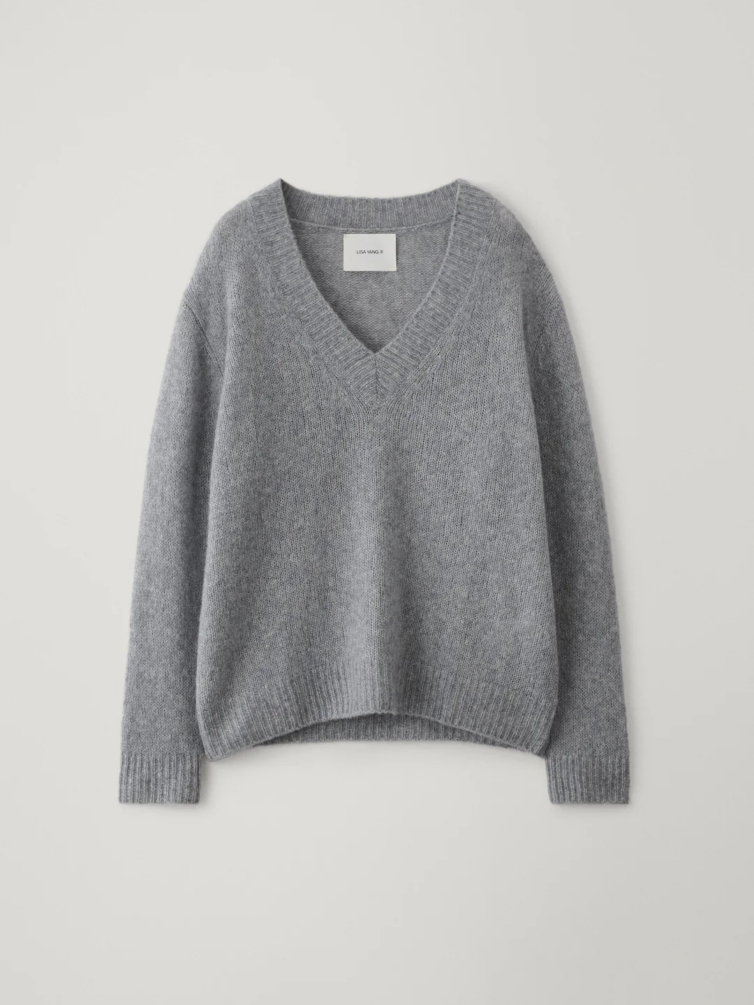 LISA YANG Leona Cotton/Silk Sweater in Light Grey