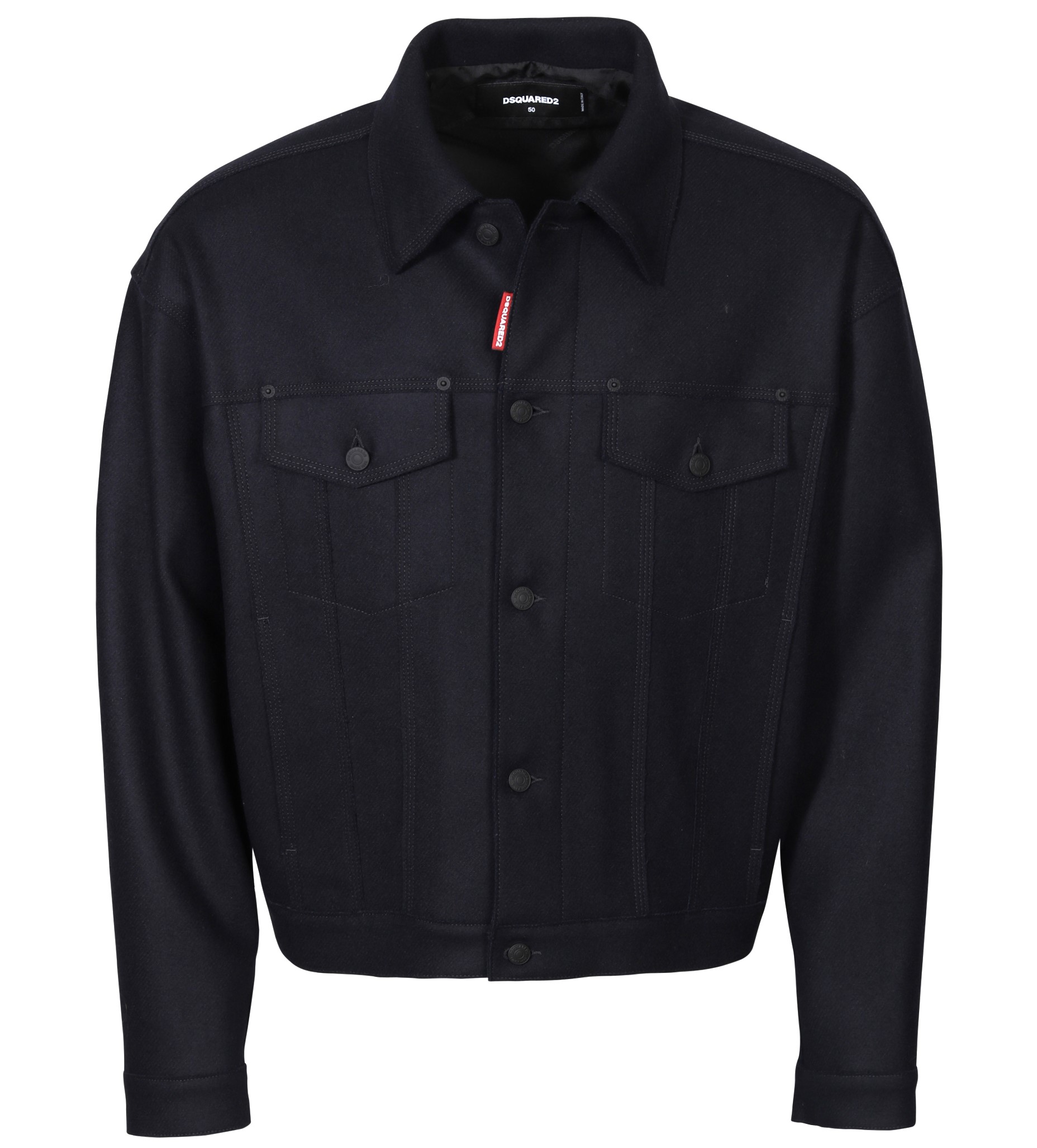 DSQUARED2 Felt Wool Jean Kaban Jacket in Dark Navy