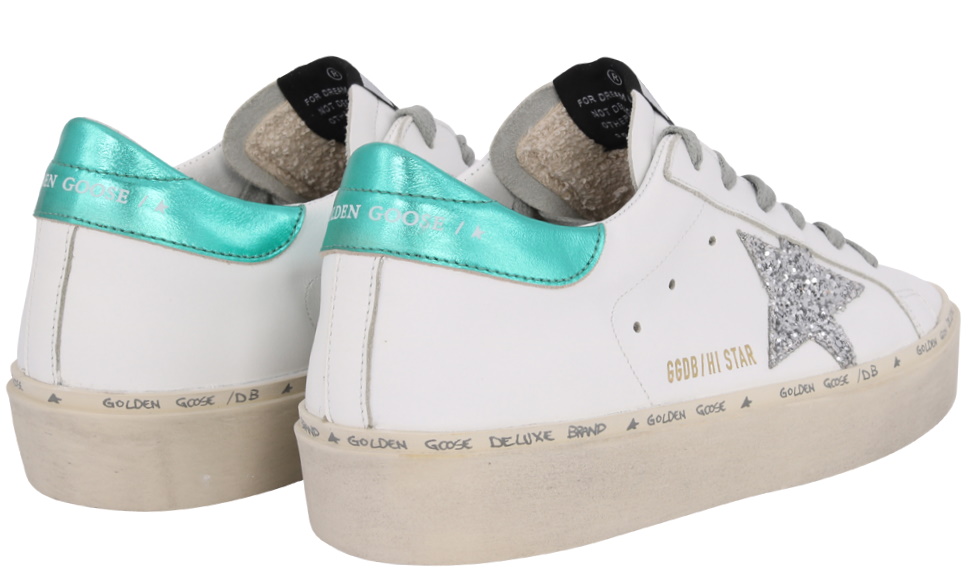 Golden Goose Sneaker Hi Star Leather Upper Glitter Star Laminated Heel 40