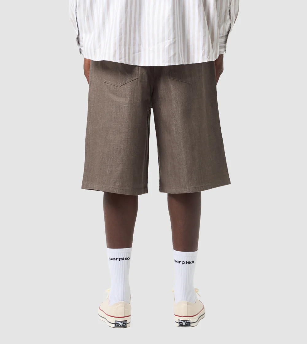 PERPLEX Japanese Raw Denim Shorts in Brown