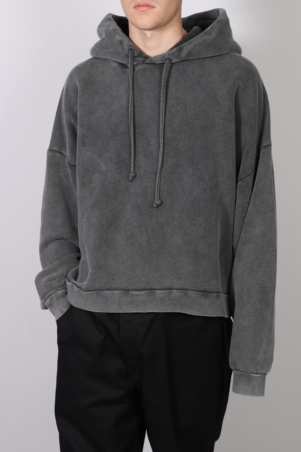 ACNE STUDIOS Vintage Cropped Hoodie in Faded Black