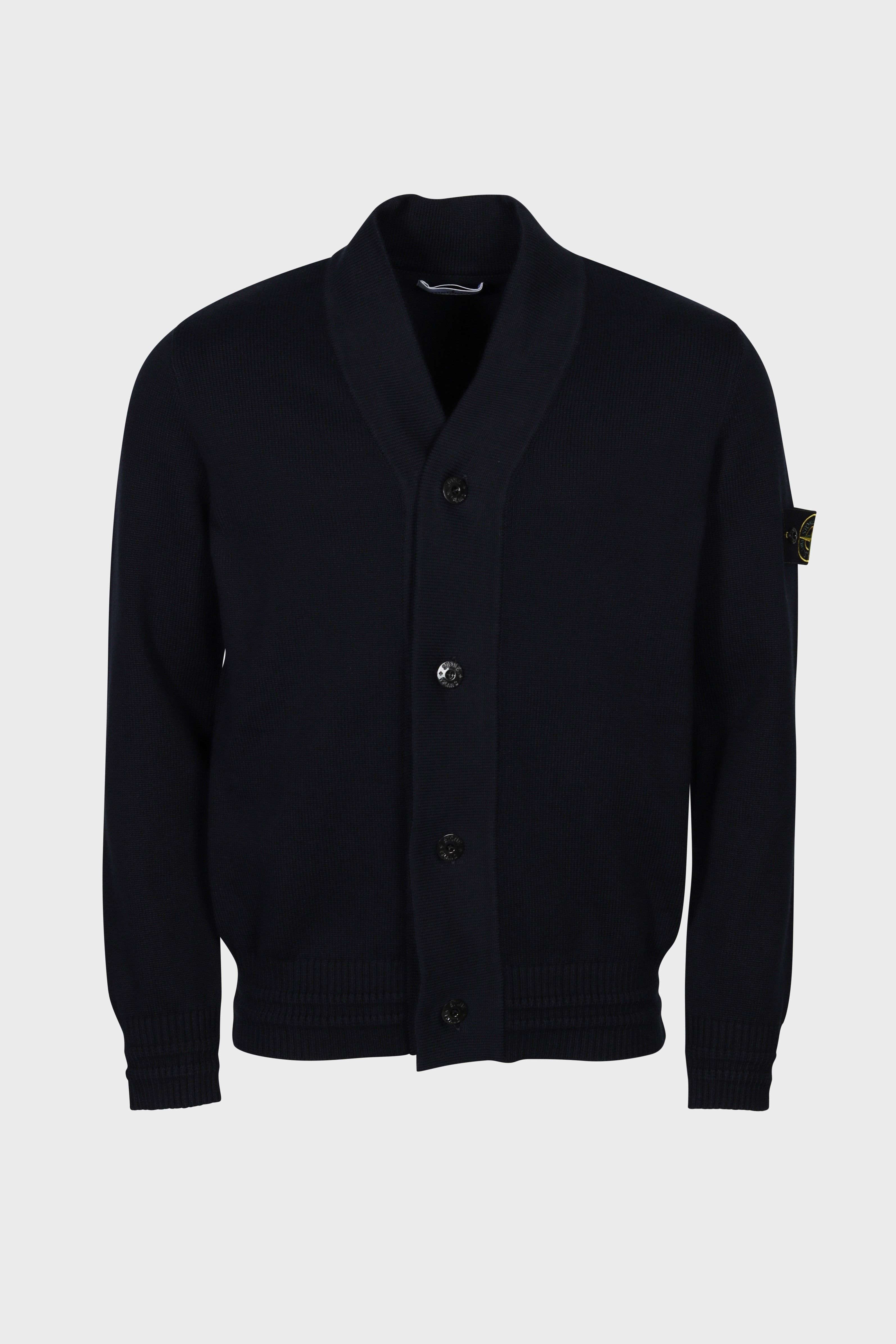 STONE ISLAND Soft Cotton Knit Cardigan in Navy