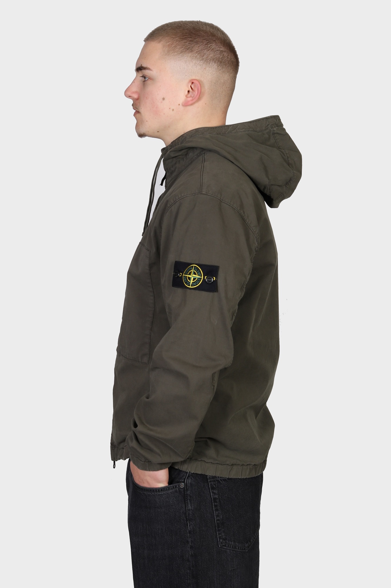STONE ISLAND Supima Cotton Twill Jacket in Khaki STONE ISLAND Supima Cotton Twill Jacket in Khaki