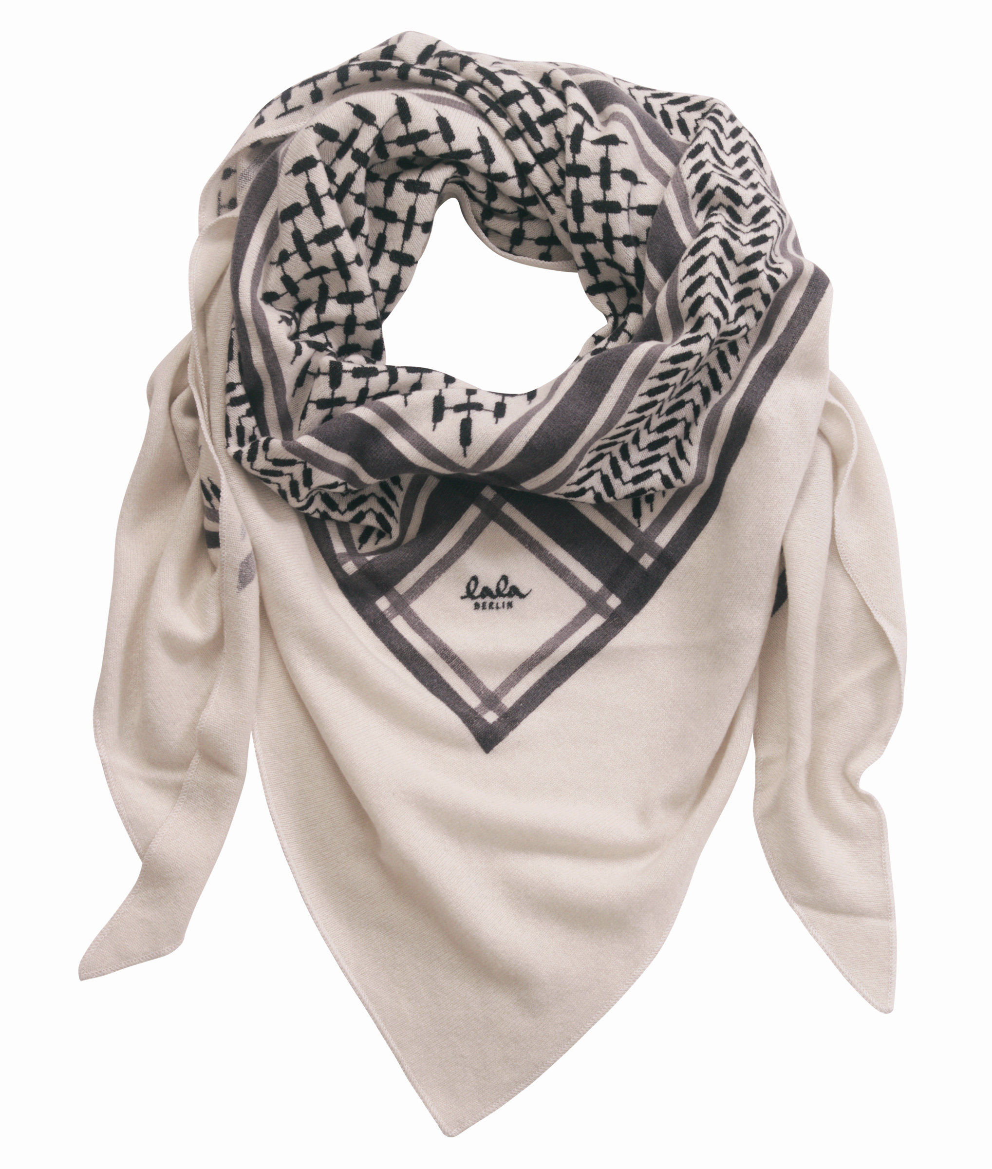 Lala Berlin Cashmere Triangle Classic Scarf Offwhite
