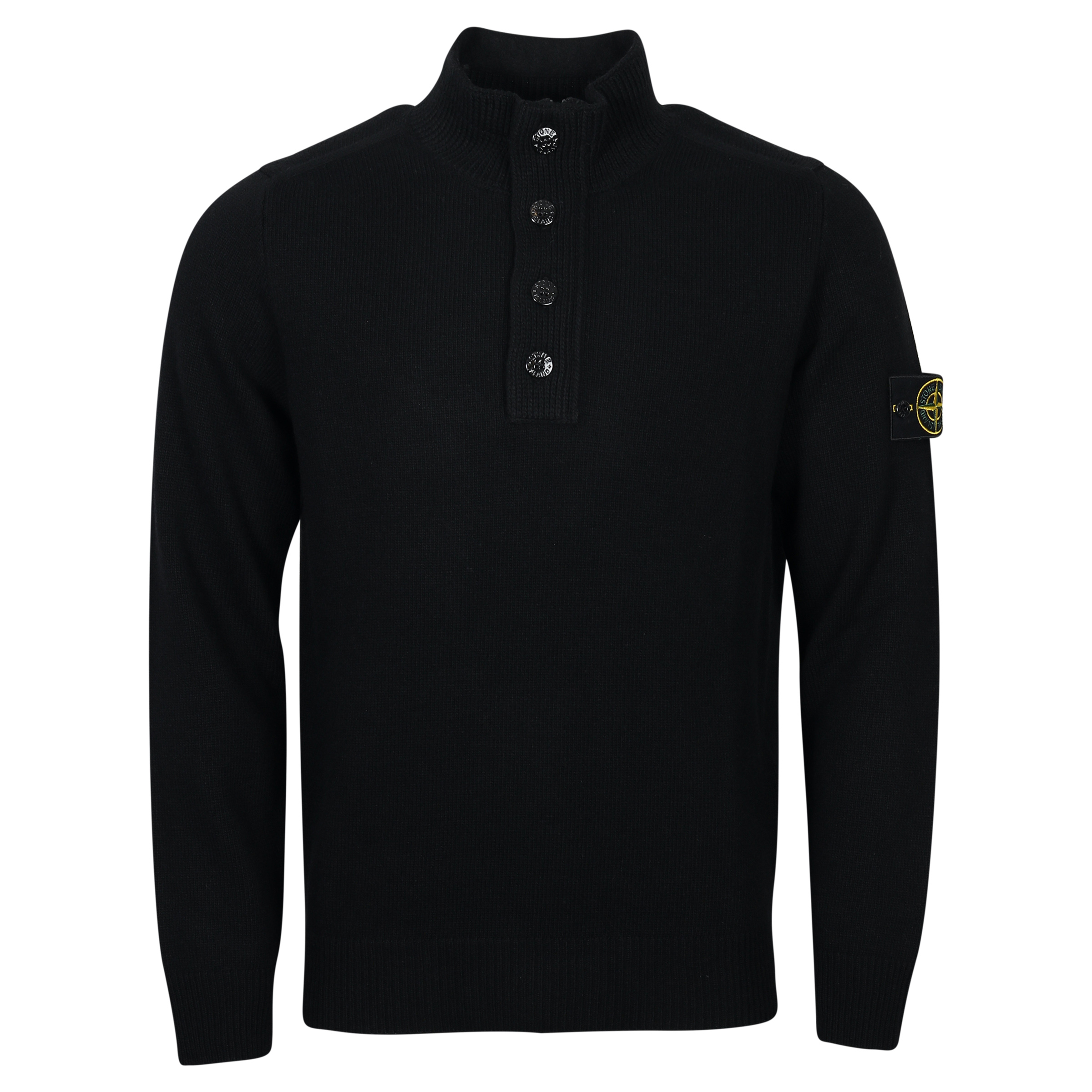 Stone Island Zip/Button Knit Troyer Black